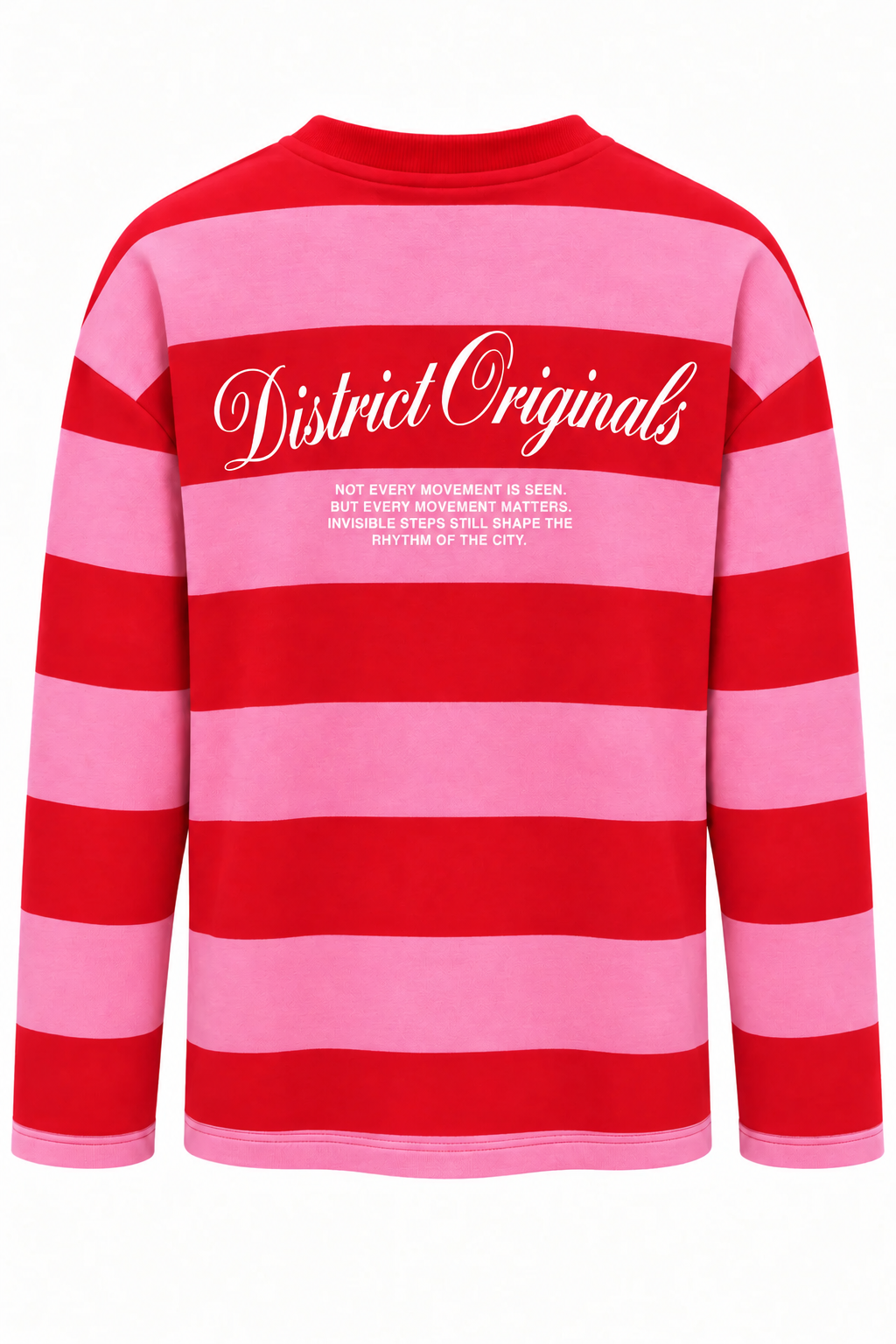2260 Kadın Retro Çizgili District Originals Baskı Sweatshirt Pembe
