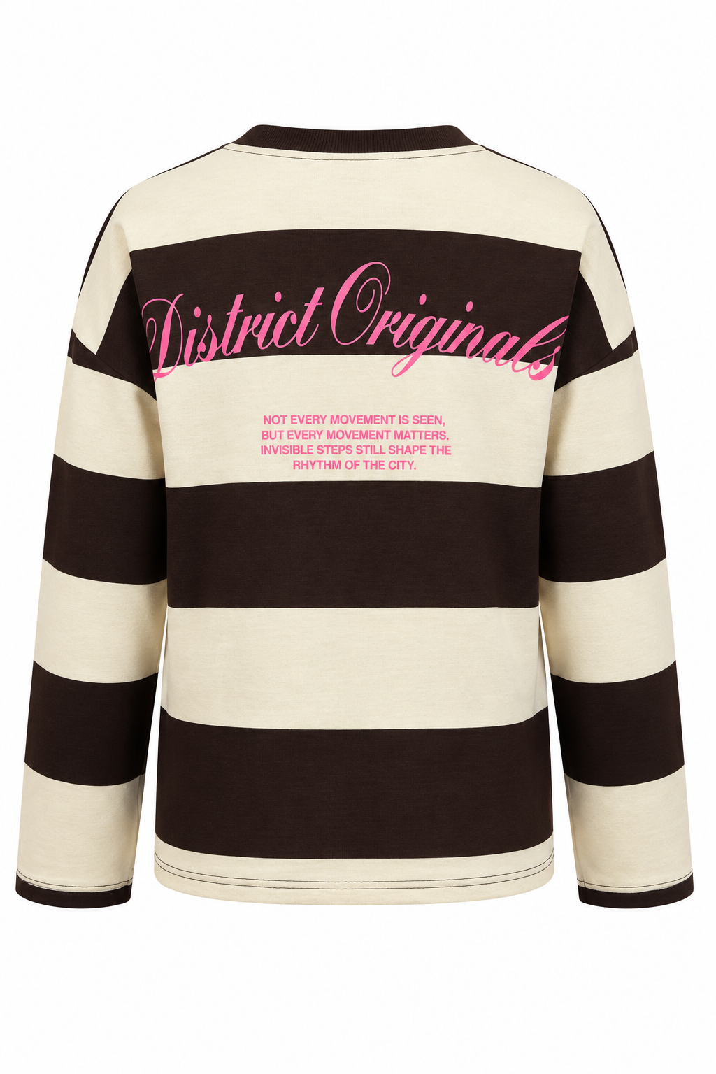 2260 Kadın Retro Çizgili District Originals Baskı Sweatshirt Kahve