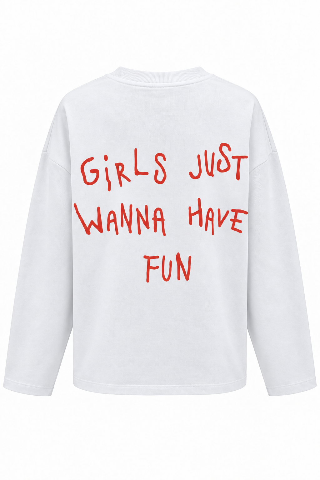 2262 Kadın Girls Wanna Have Fun Baskılı Oversize Sweatshirt Beyaz