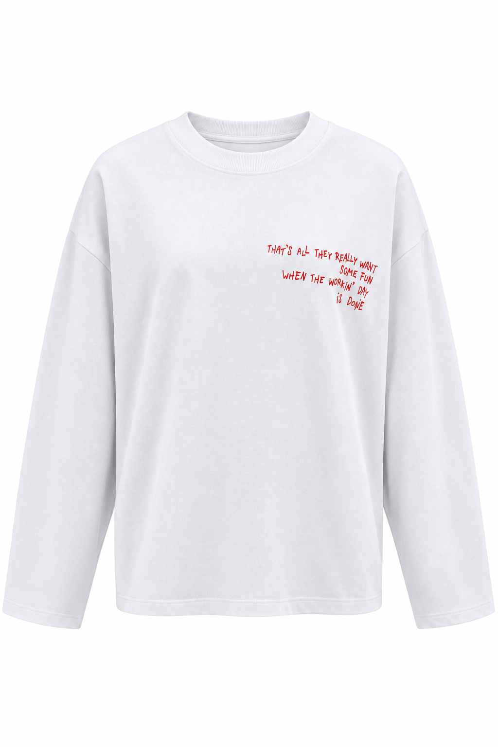 2262 Kadın Girls Wanna Have Fun Baskılı Oversize Sweatshirt Beyaz
