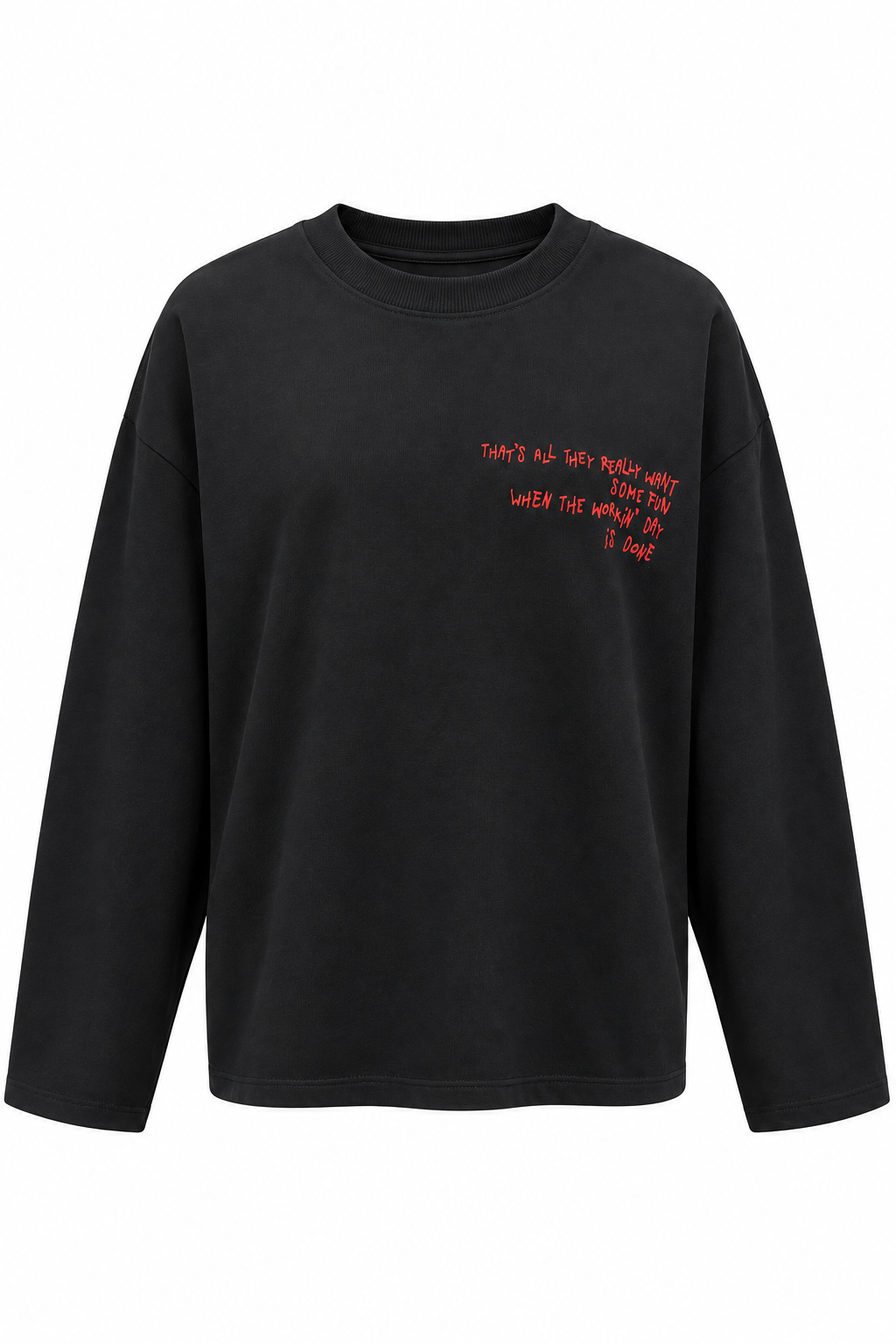 2262 Kadın Girls Wanna Have Fun Baskılı Oversize Sweatshirt Siyah