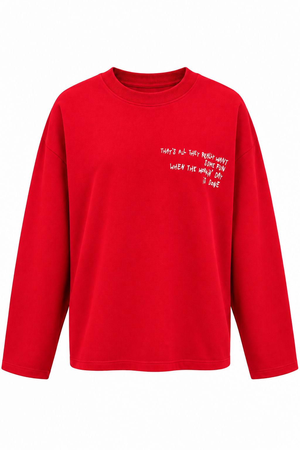 2262 Kadın Girls Wanna Have Fun Baskılı Oversize Sweatshirt Kırmızı