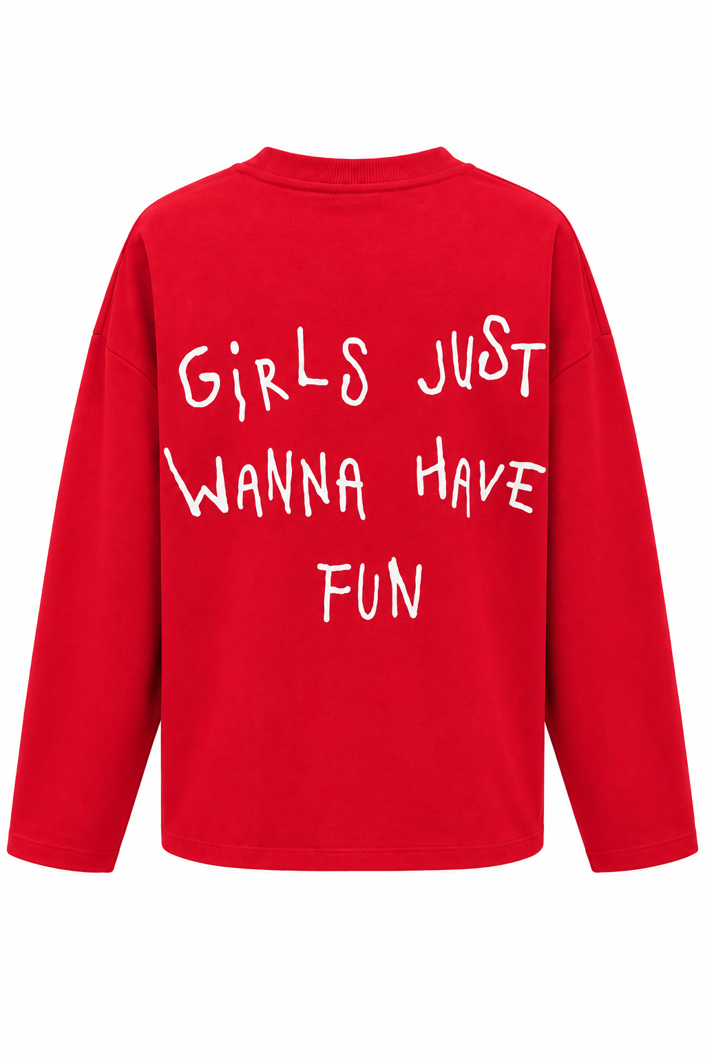 2262 Kadın Girls Wanna Have Fun Baskılı Oversize Sweatshirt Kırmızı