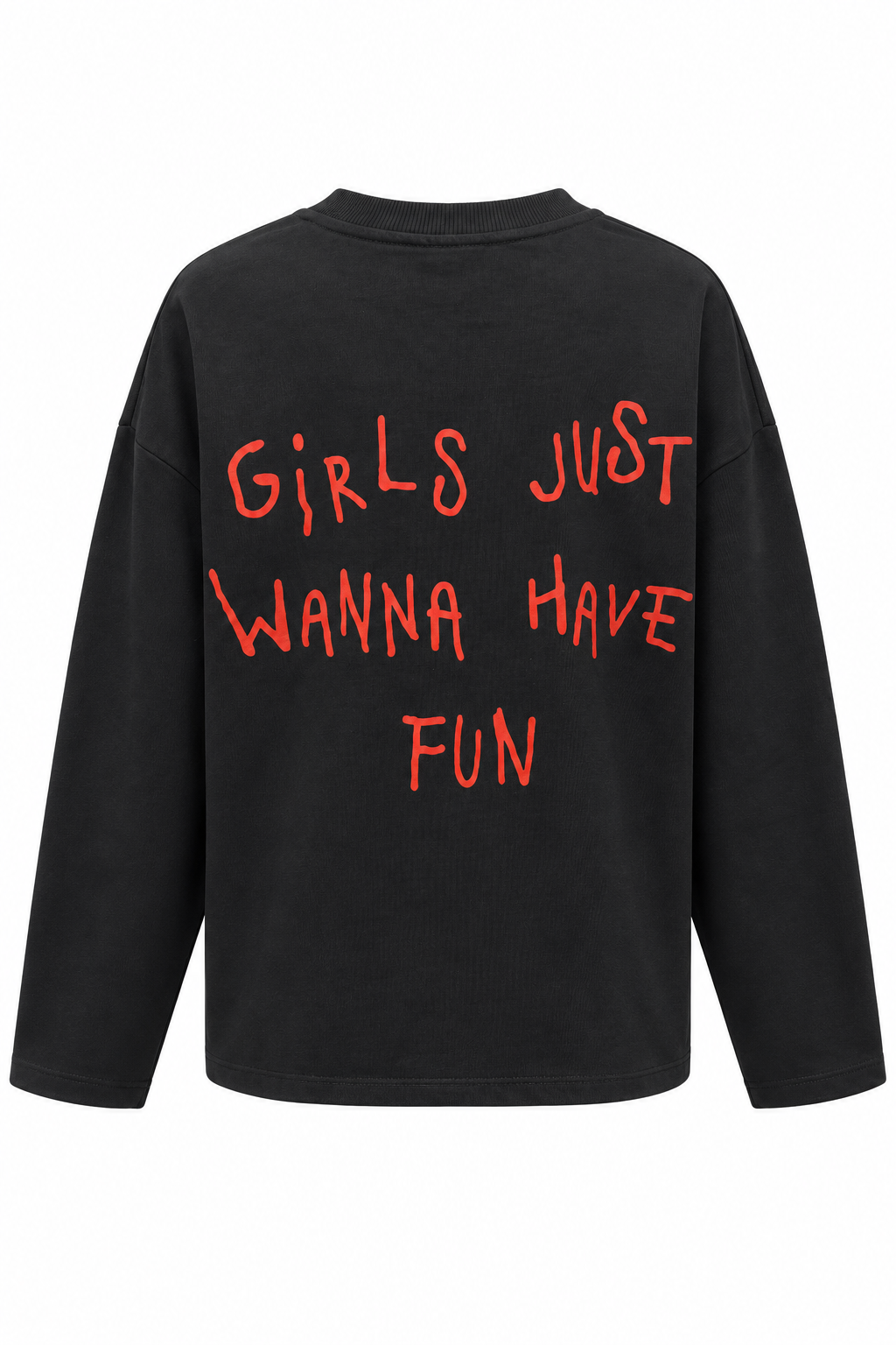2262 Kadın Girls Wanna Have Fun Baskılı Oversize Sweatshirt Siyah