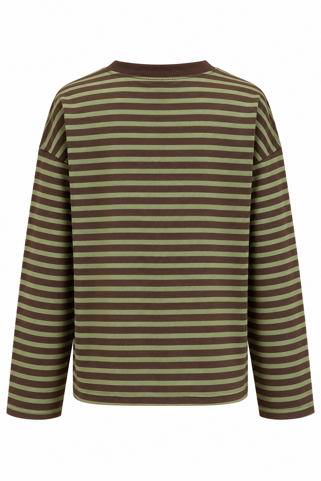 2265 Kadın Çizgili Bisiklet Yaka Oversize Sweatshirt Fıstık Yeşili