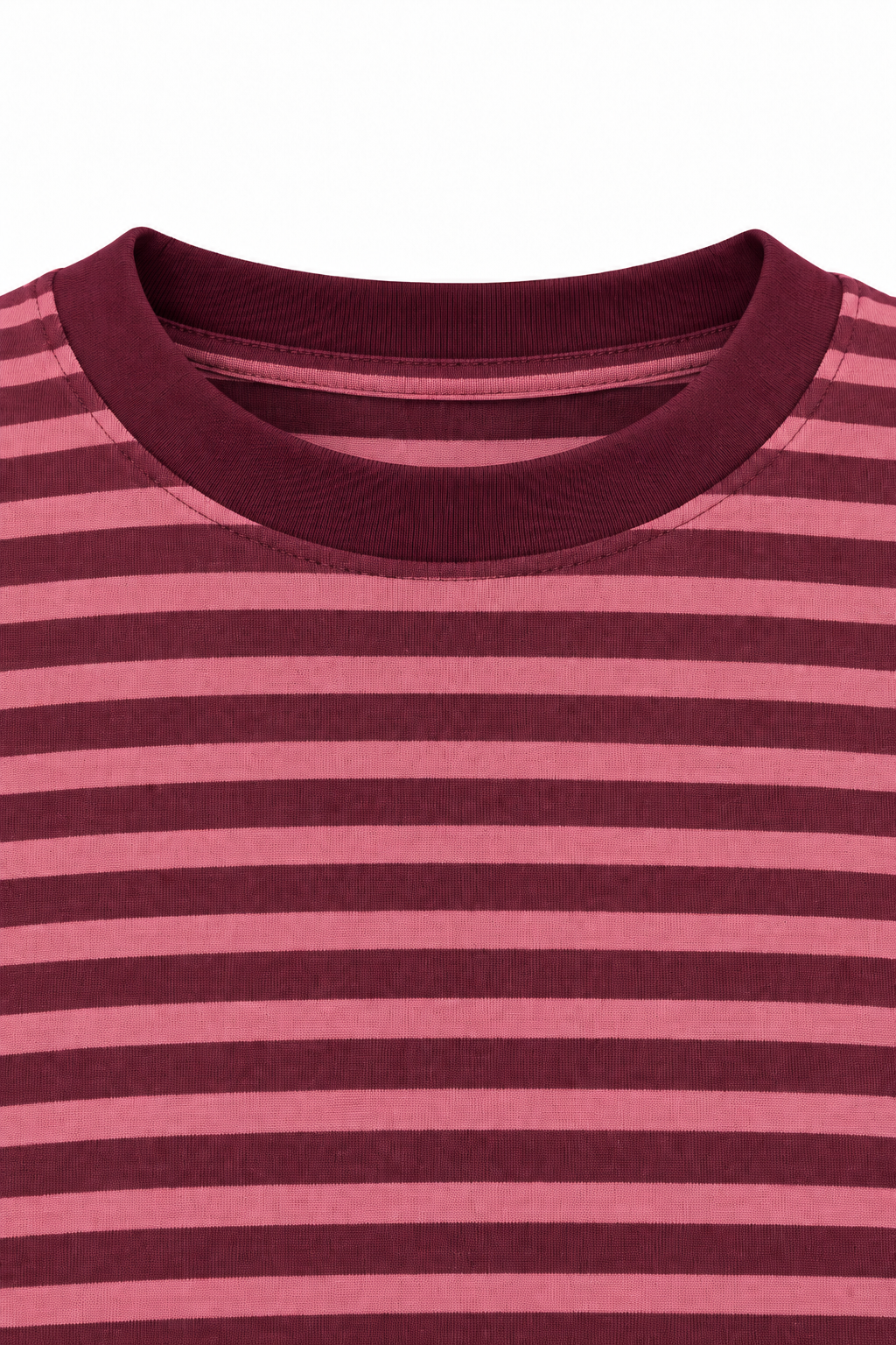 2265 Kadın Çizgili Bisiklet Yaka Oversize Sweatshirt Bordo