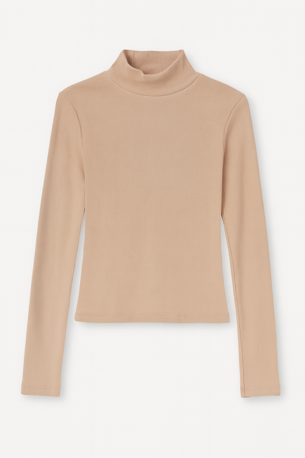 4145 Kadın Dik Yaka Basic Body Bluz Bej