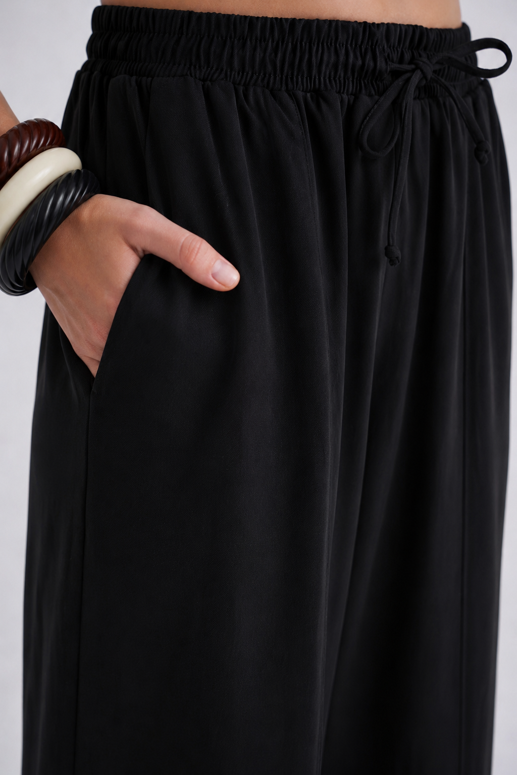 4307 Kadın Beli Lastikli Havuç Paça Şalvar Pantolon Siyah