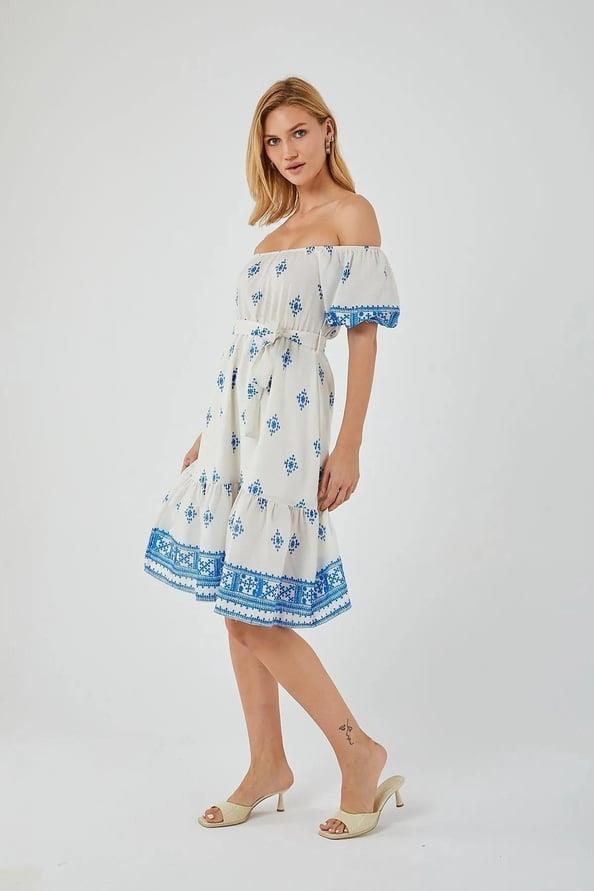 4309 Madonna Yaka Elbise Mavi