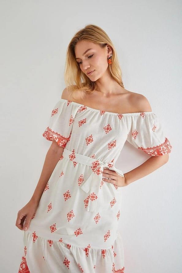 4309 Madonna Yaka Elbise Oranj