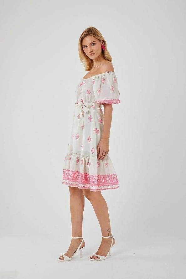 4309 Madonna Yaka Elbise Pembe