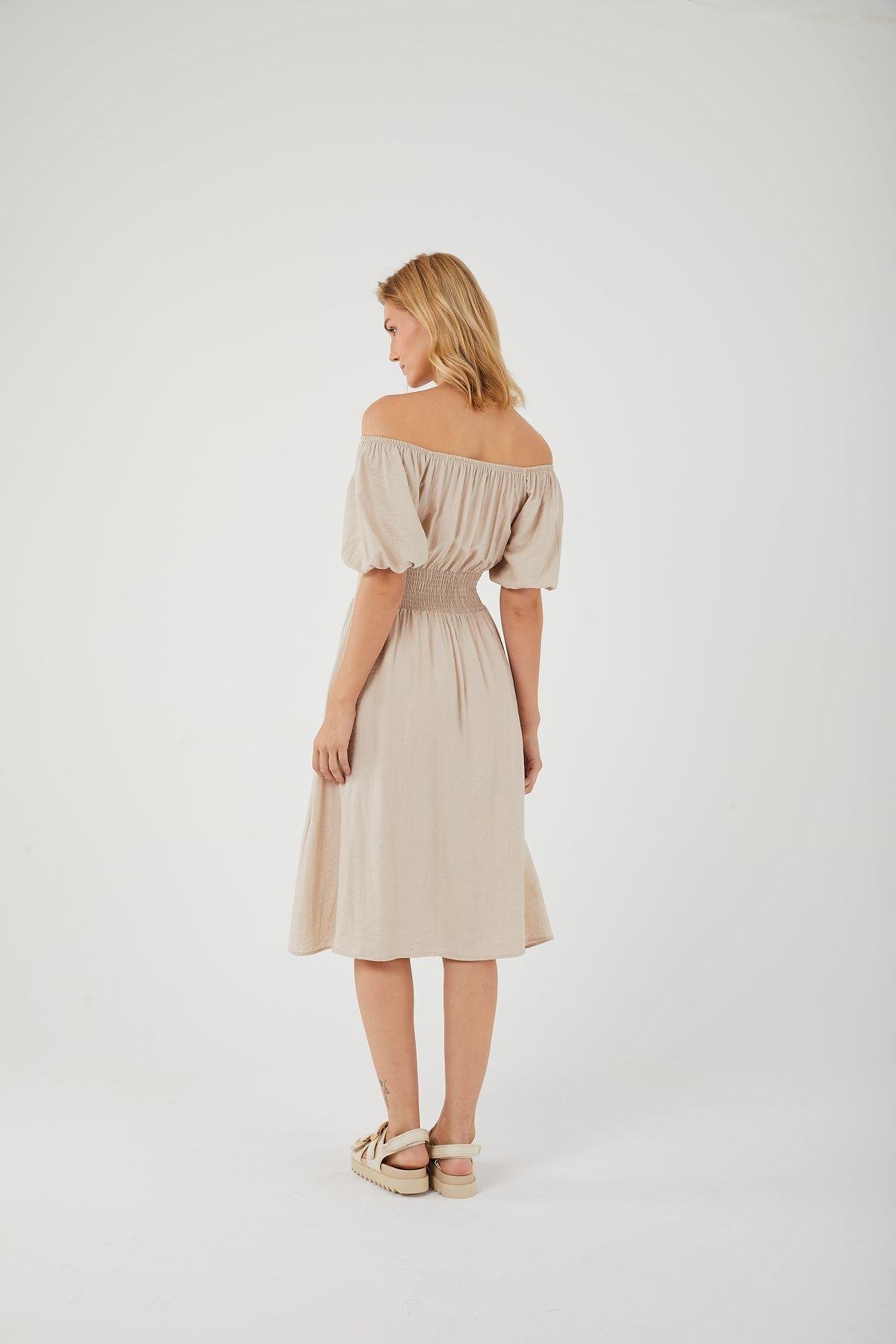 4452 Kadın Lastikli Ayarlanabilir Elbise Taş