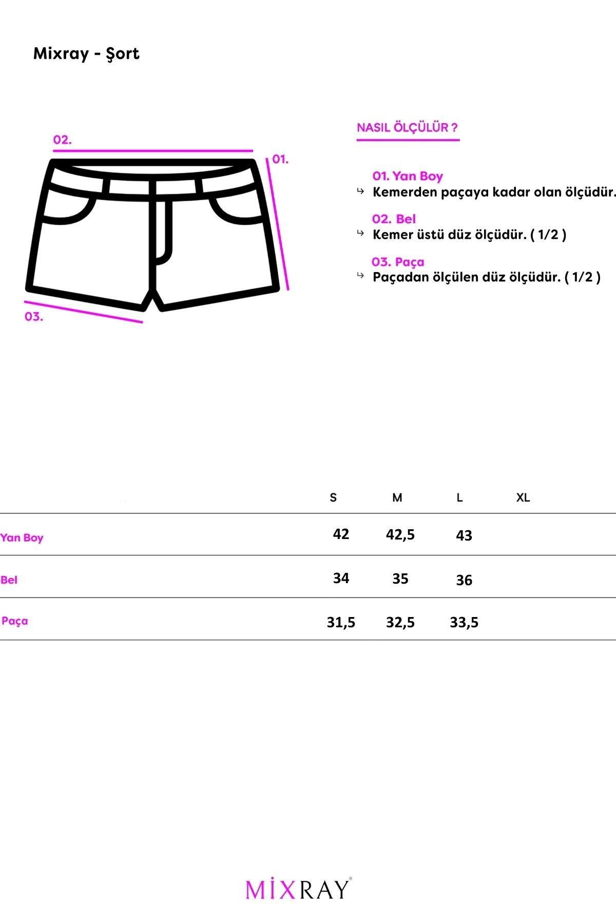 4489 Kadın Deri Kemerli Keten Bermuda Şort Naturel
