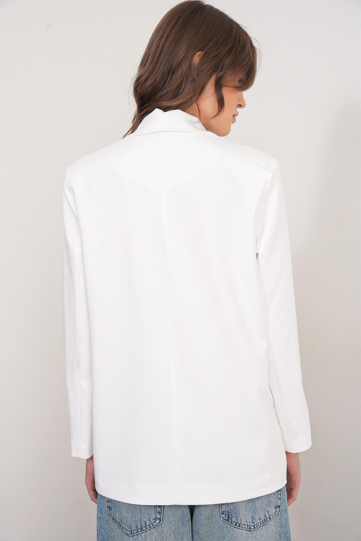 4516 Kadın Bezayağı Blazer Ceket Ekru