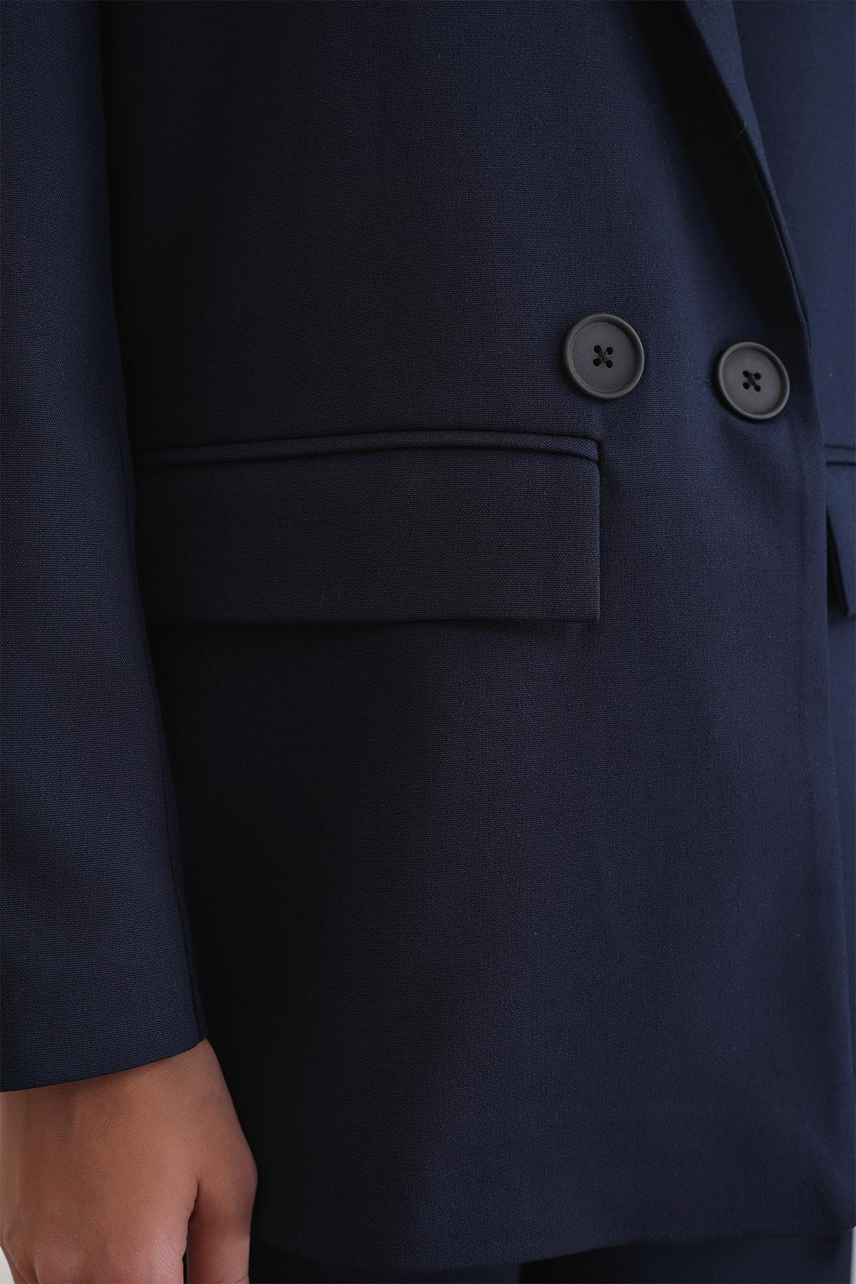 4516 Kadın Bezayağı Blazer Ceket Lacivert