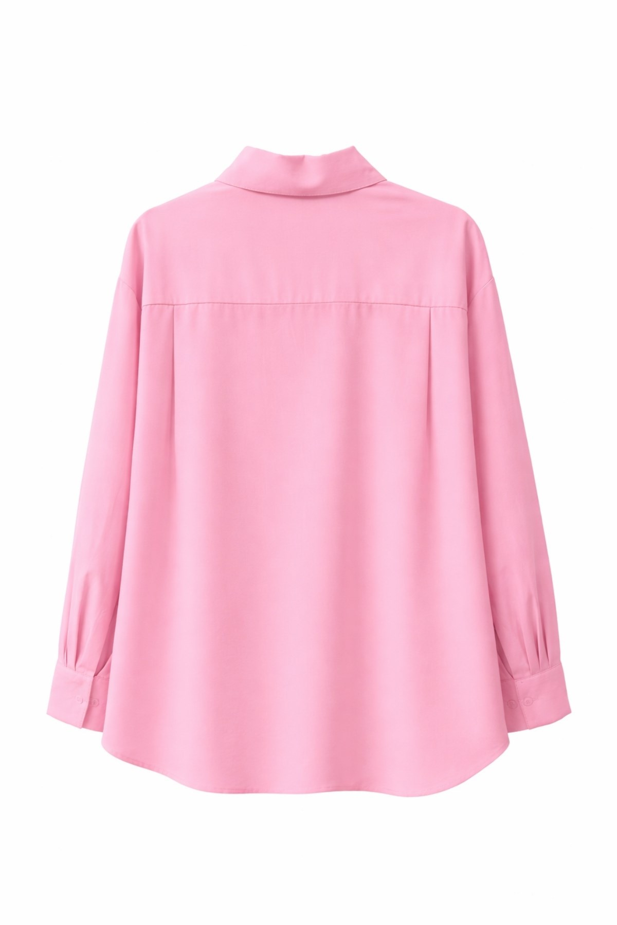4622 Kadın Gizli Patlı Oversize Basic Gömlek Pembe