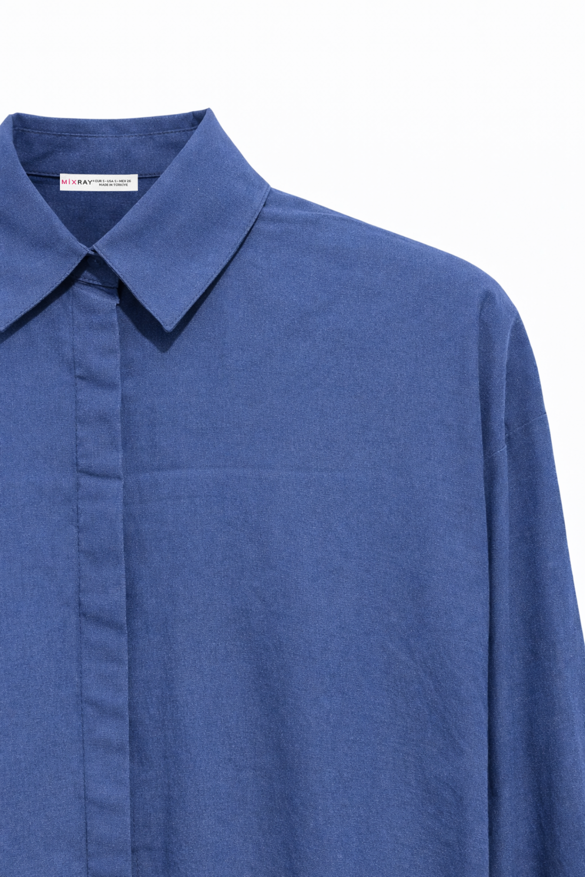 4622 Kadın Gizli Patlı Oversize Basic  Gömlek Lacivert