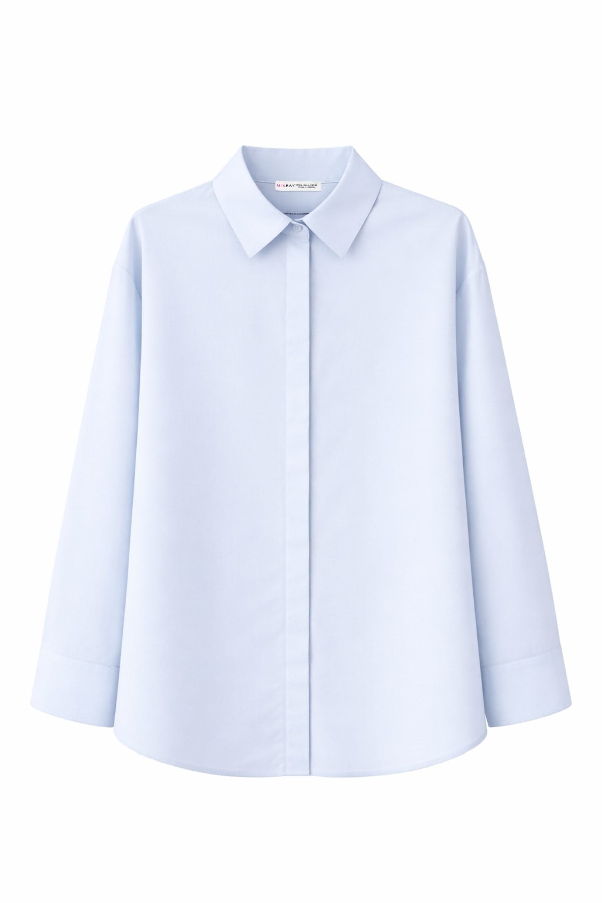 4622 Kadın Gizli Patlı Oversize Basic Gömlek Bebe Mavi