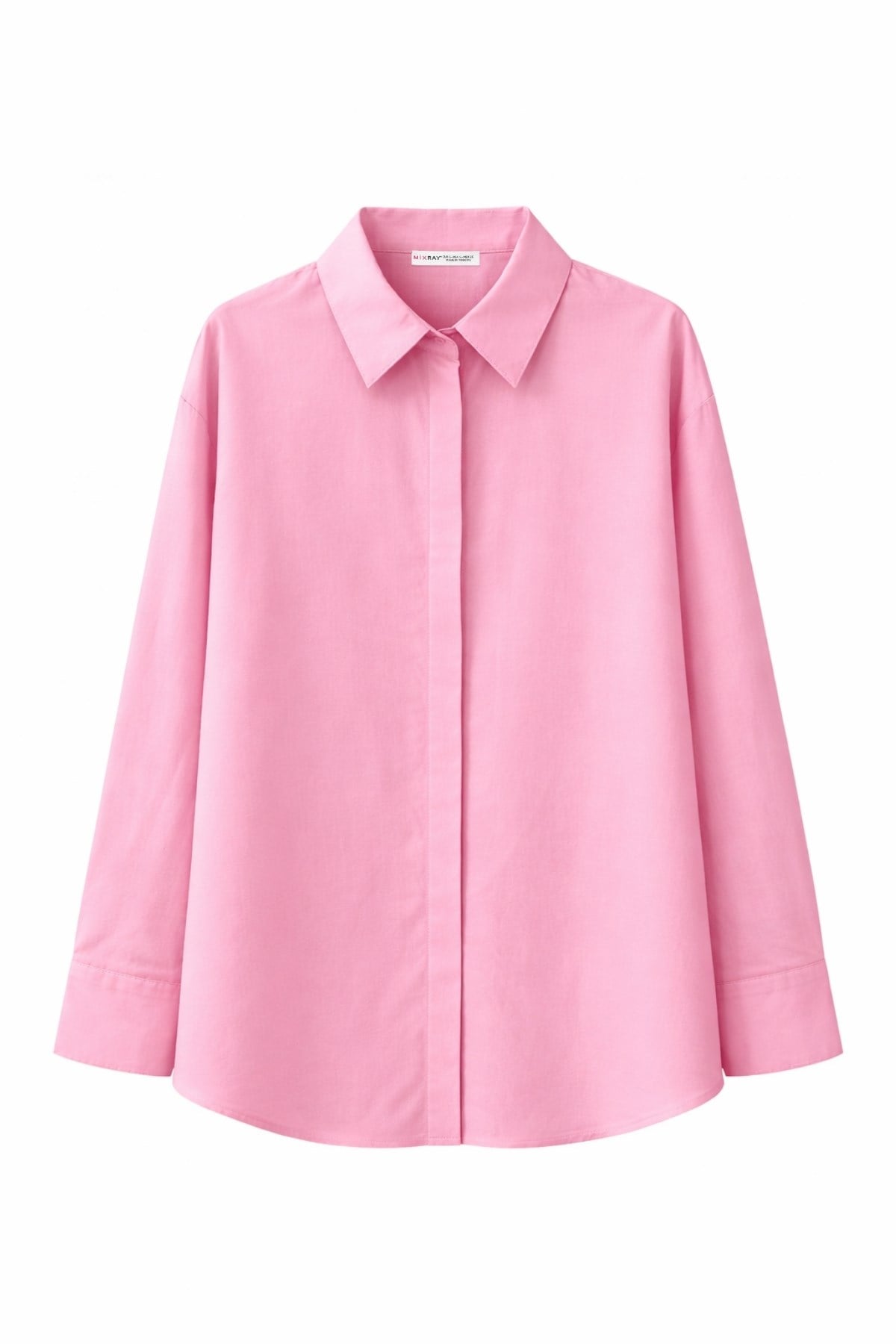 4622 Kadın Gizli Patlı Oversize Basic Gömlek Pembe