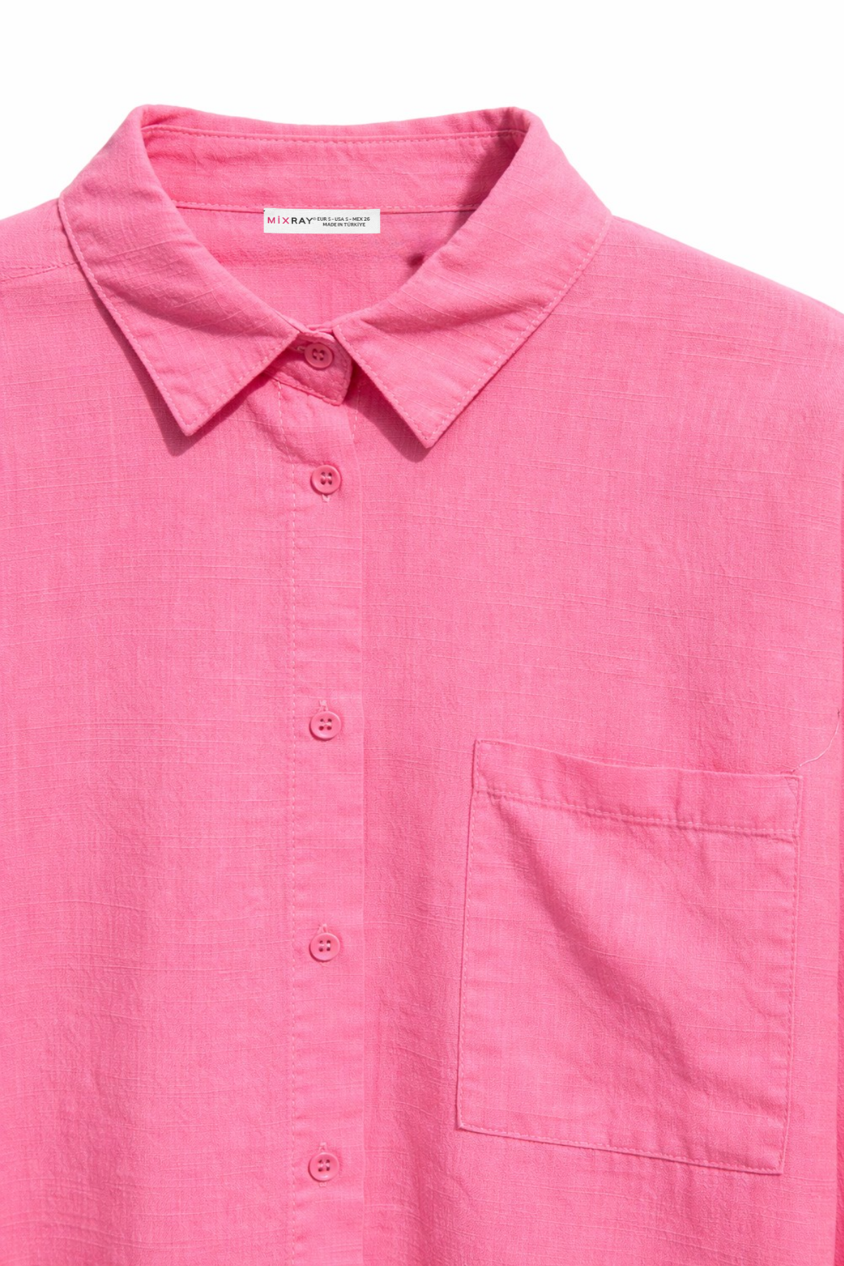 4640 Kadın Pis Dikişli Oversize Keten Gömlek Pembe