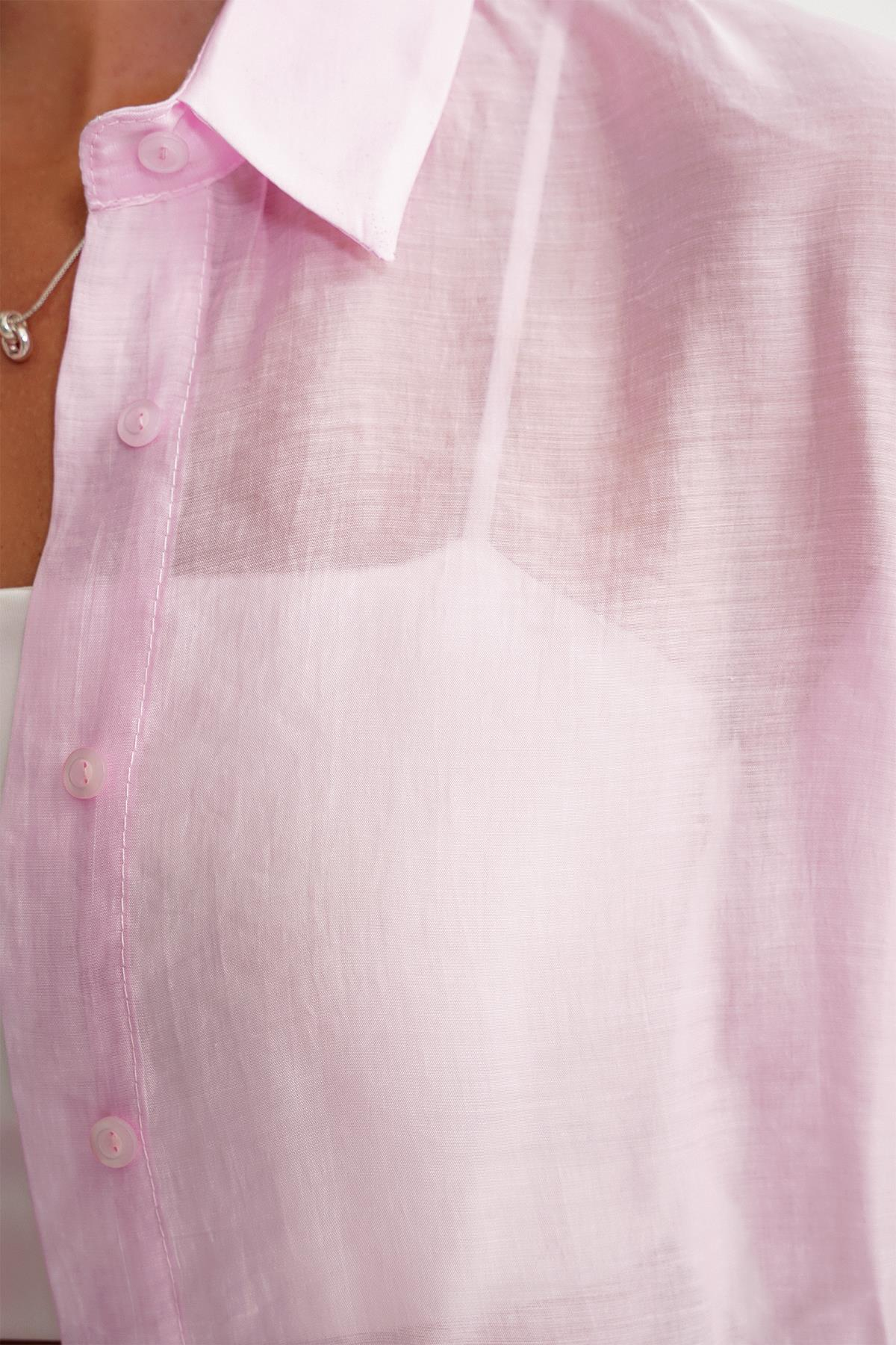 4667 Kadın İnce Oversize Modal Gömlek Pembe