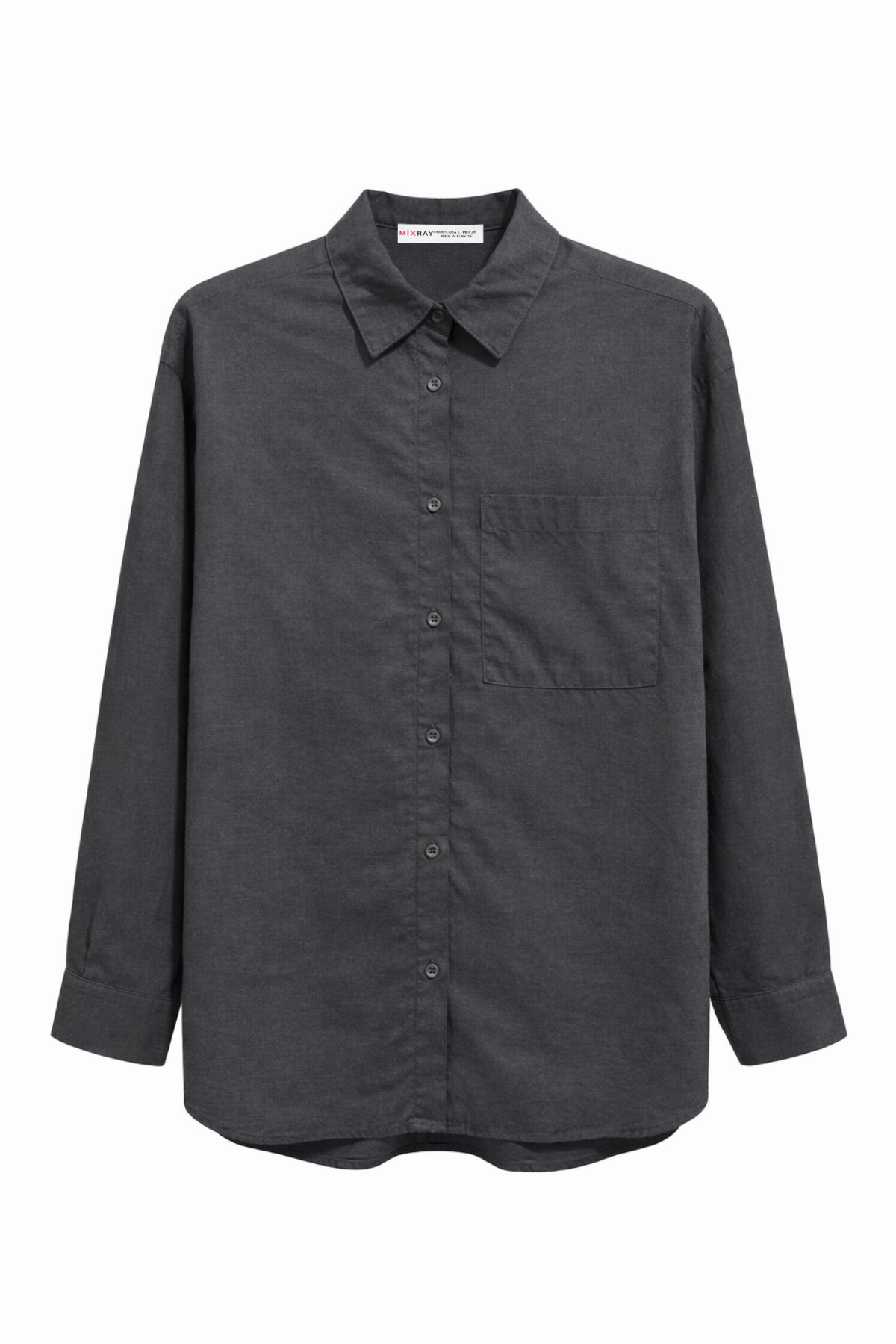 4670 Kadın Cepli Oversize Basic Keten Gömlek Siyah