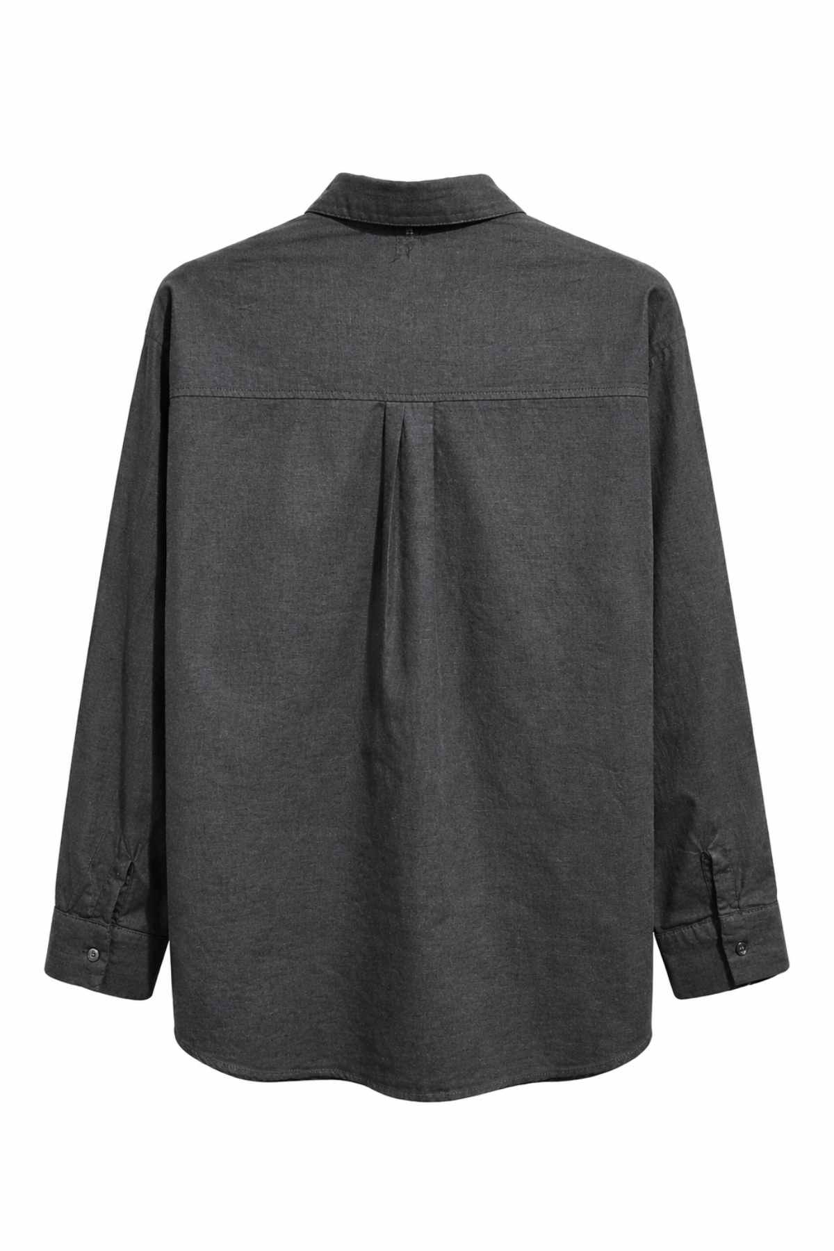 4670 Kadın Cepli Oversize Basic Keten Gömlek Siyah