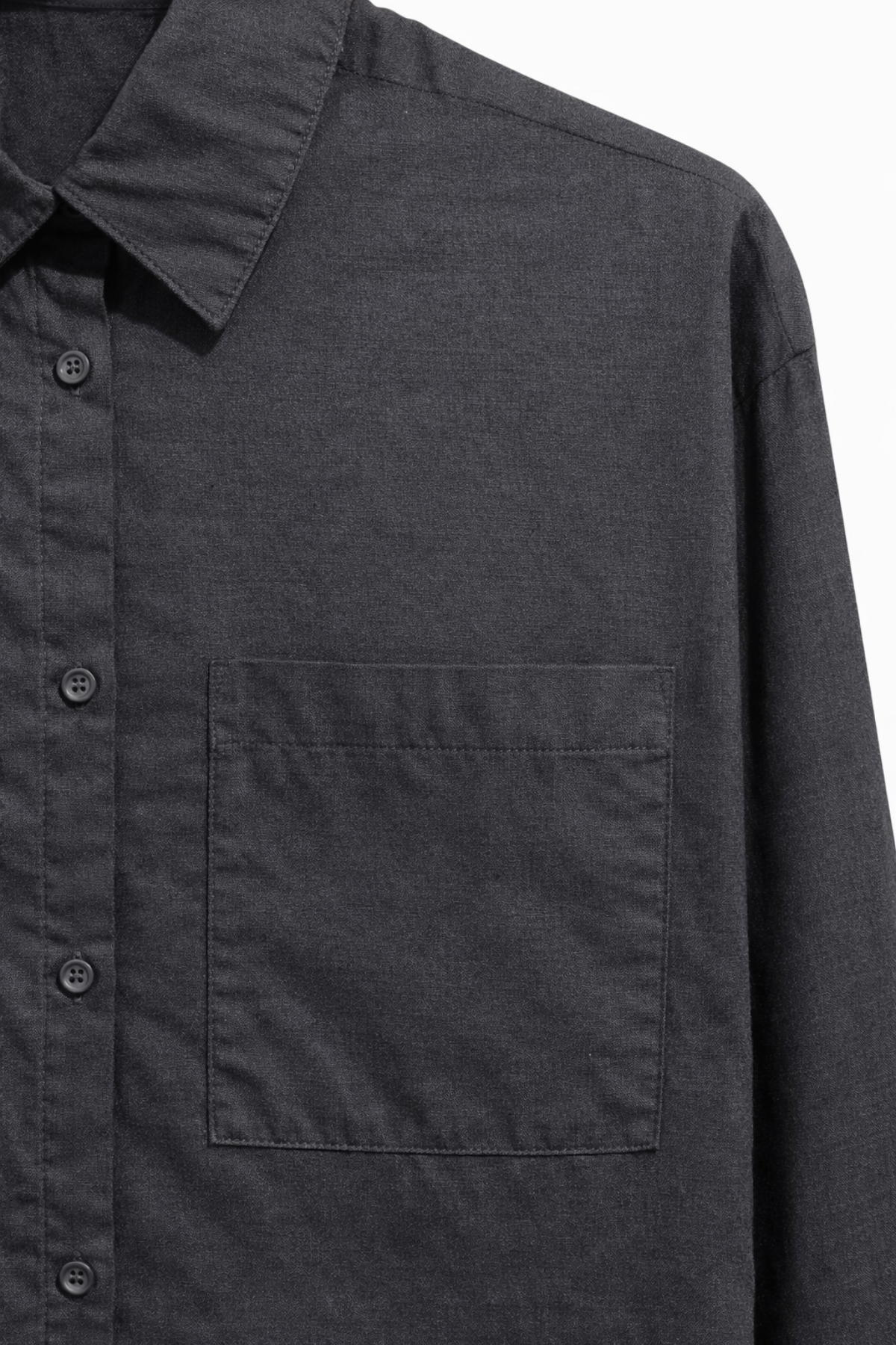 4670 Kadın Cepli Oversize Basic Keten Gömlek Siyah
