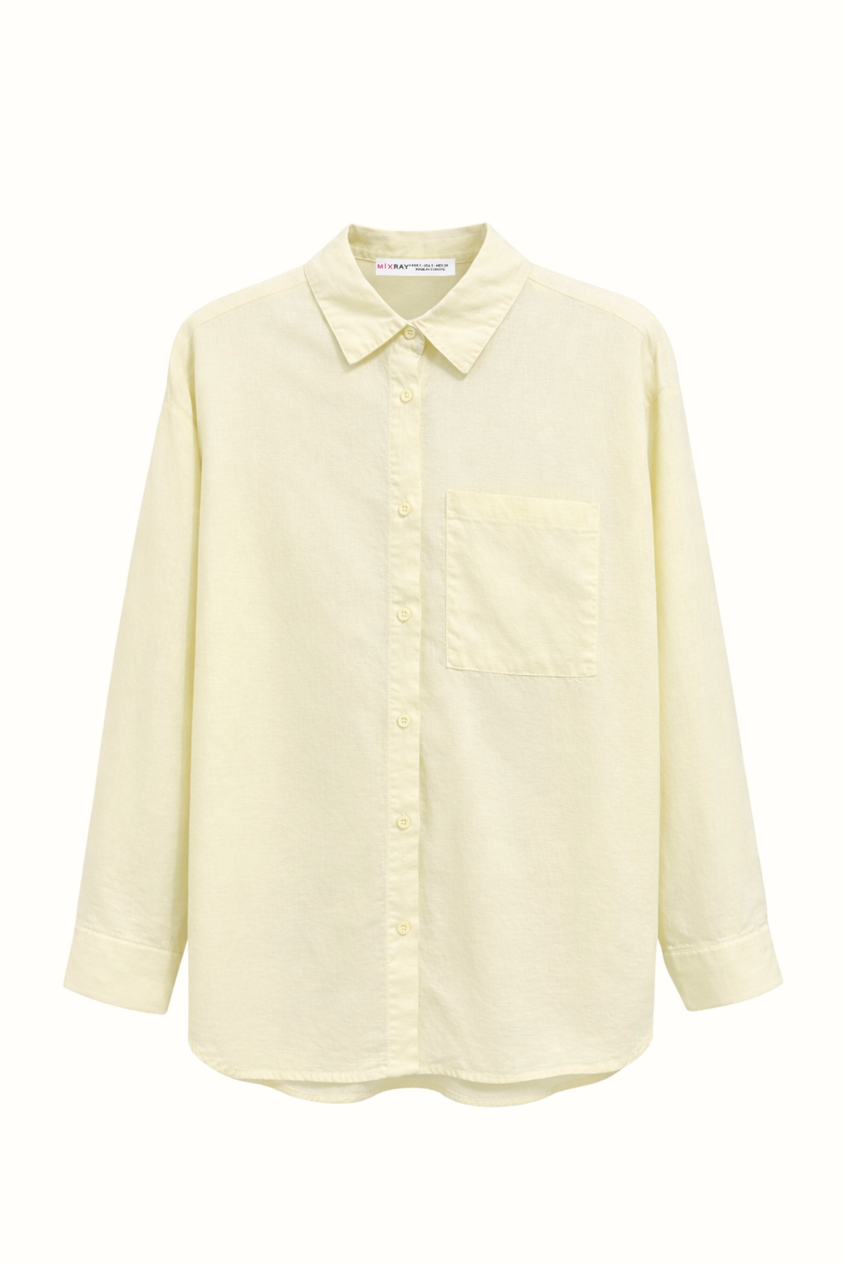4670 Kadın Cepli Oversize Basic Keten Gömlek Sarı