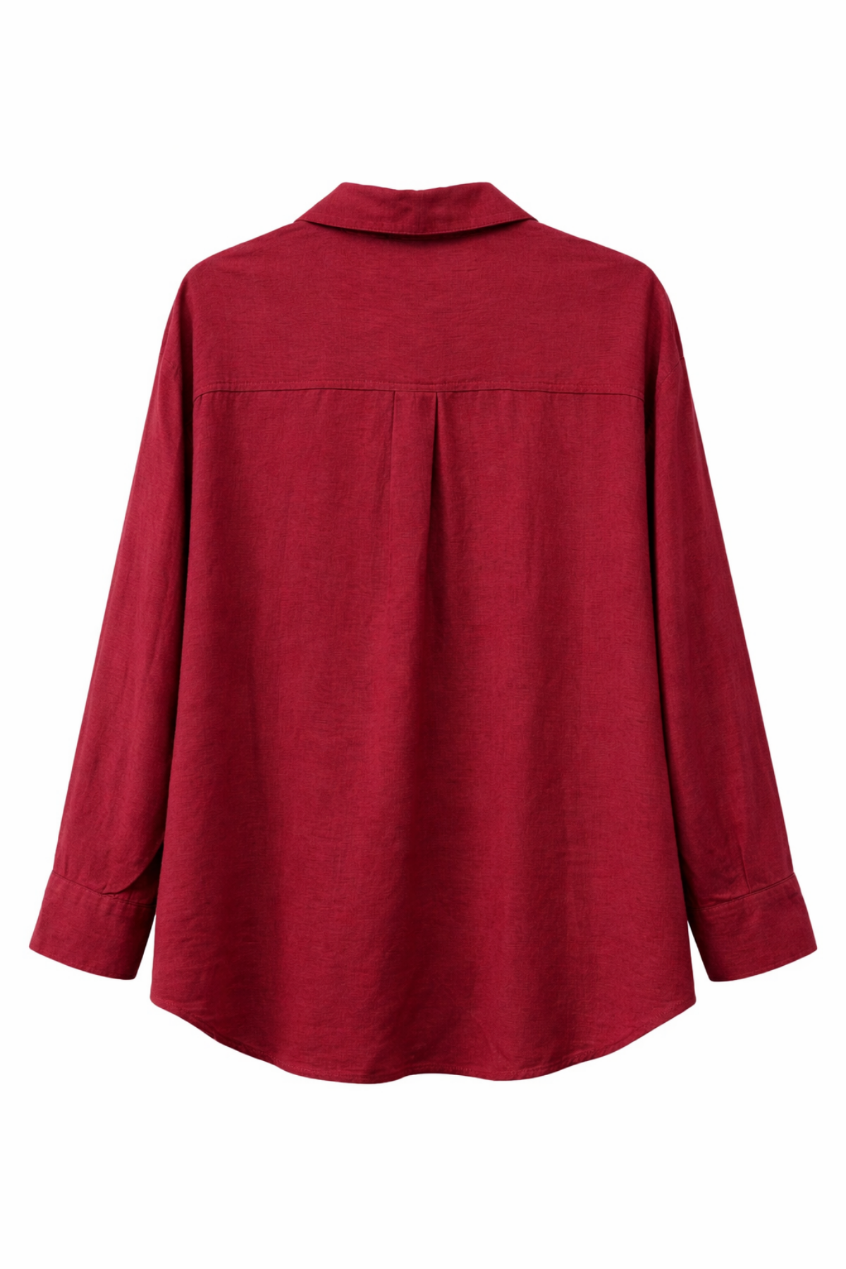 4670 Kadın Cepli Oversize Basic Keten Gömlek Bordo