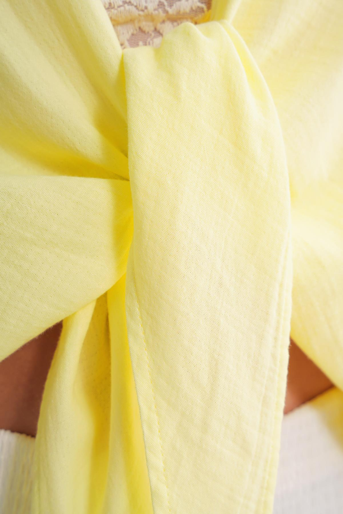 4723 Kadın Önü Bağlamalı Bolero Bluz Sarı