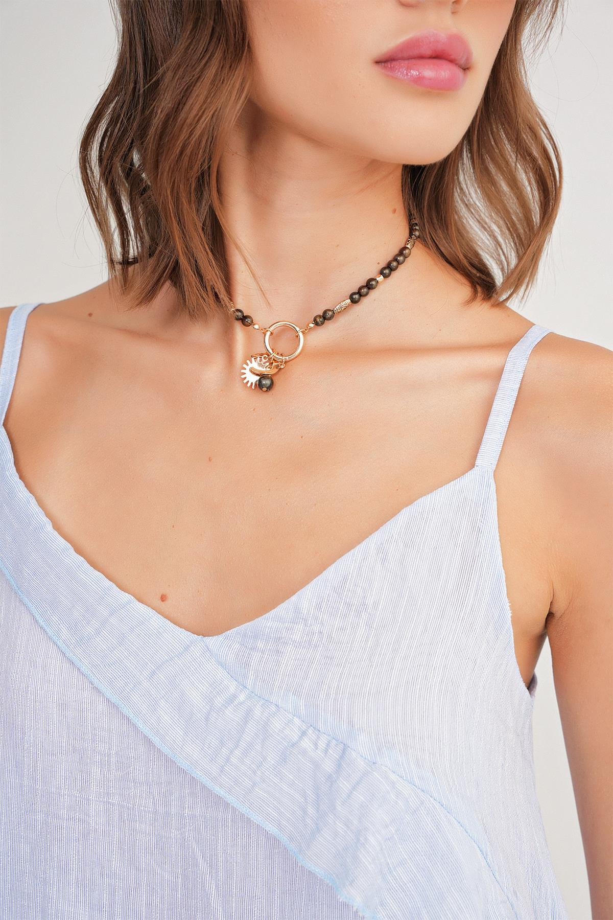 4736 Kadın Fırfırlı Askılı Bluz Bebe Mavi