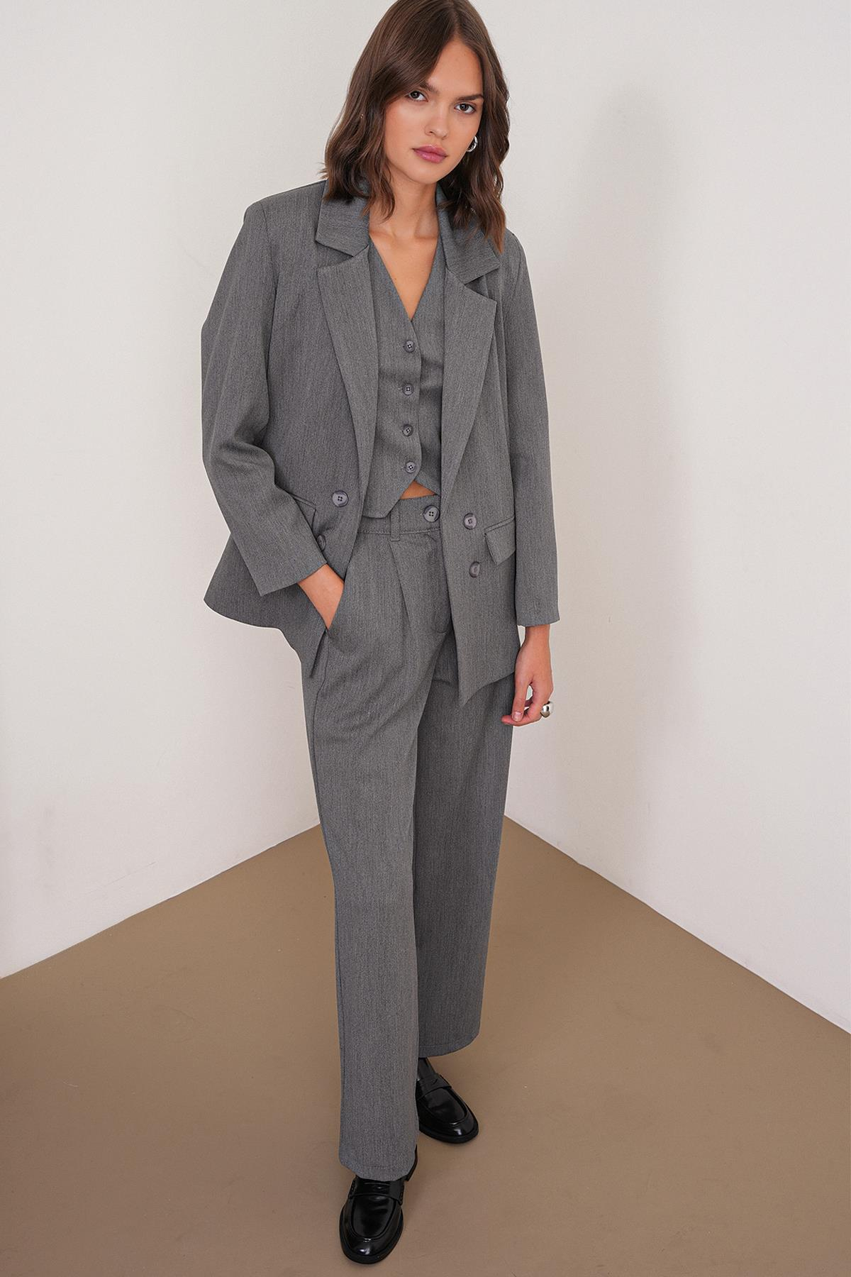 4745 Kadın Oversize Blazer Ceket Antrasit