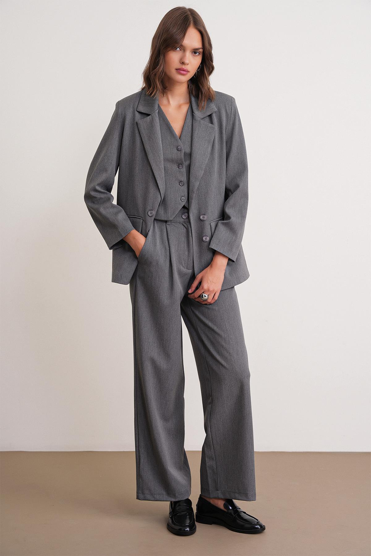 4745 Kadın Oversize Blazer Ceket Antrasit