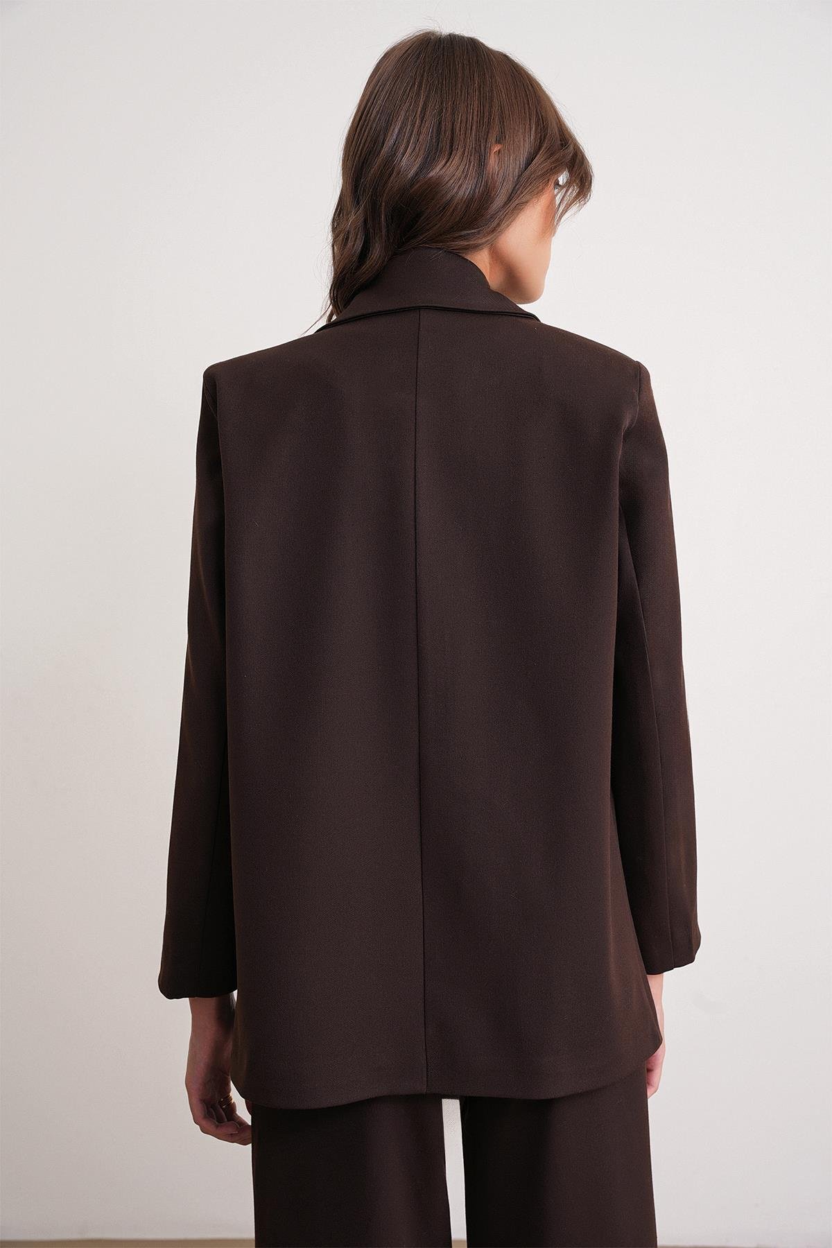 4745 Kadın Oversize Blazer Ceket Kahve