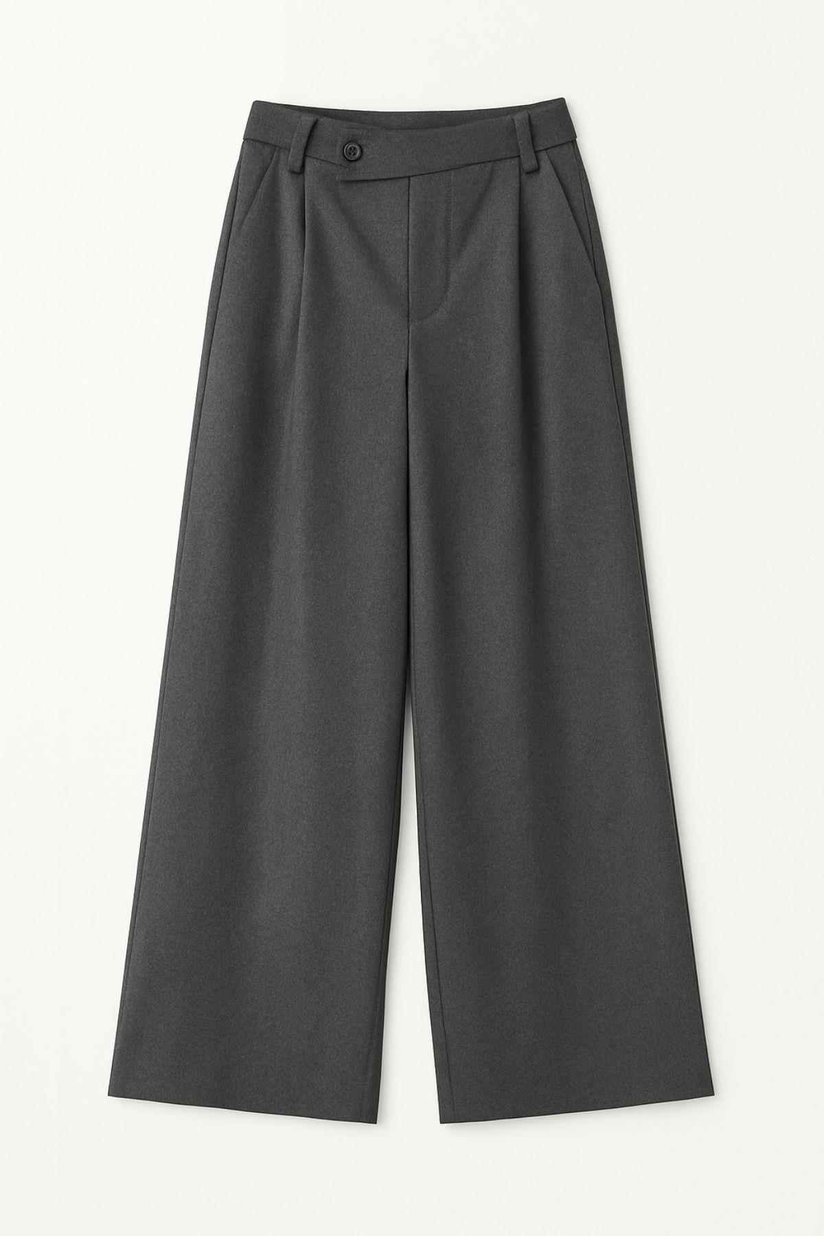 4759 Kadın Çapraz Bel Dökümlü Bol Paça Palazzo Pantolon Antrasit