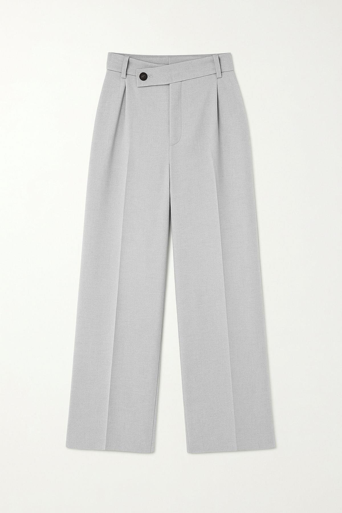 4759 Kadın Çapraz Bel Dökümlü Bol Paça Palazzo Pantolon Gri