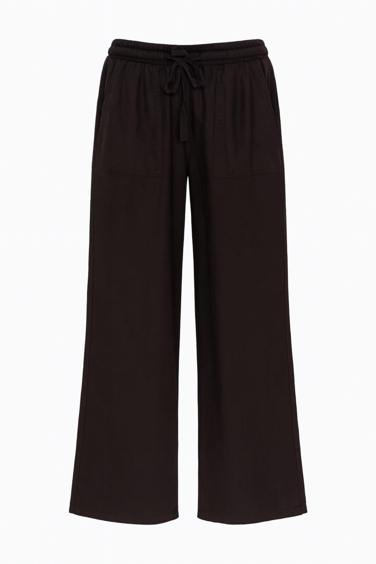 4767 Kadın Palazzo Cepli Pantolon Siyah