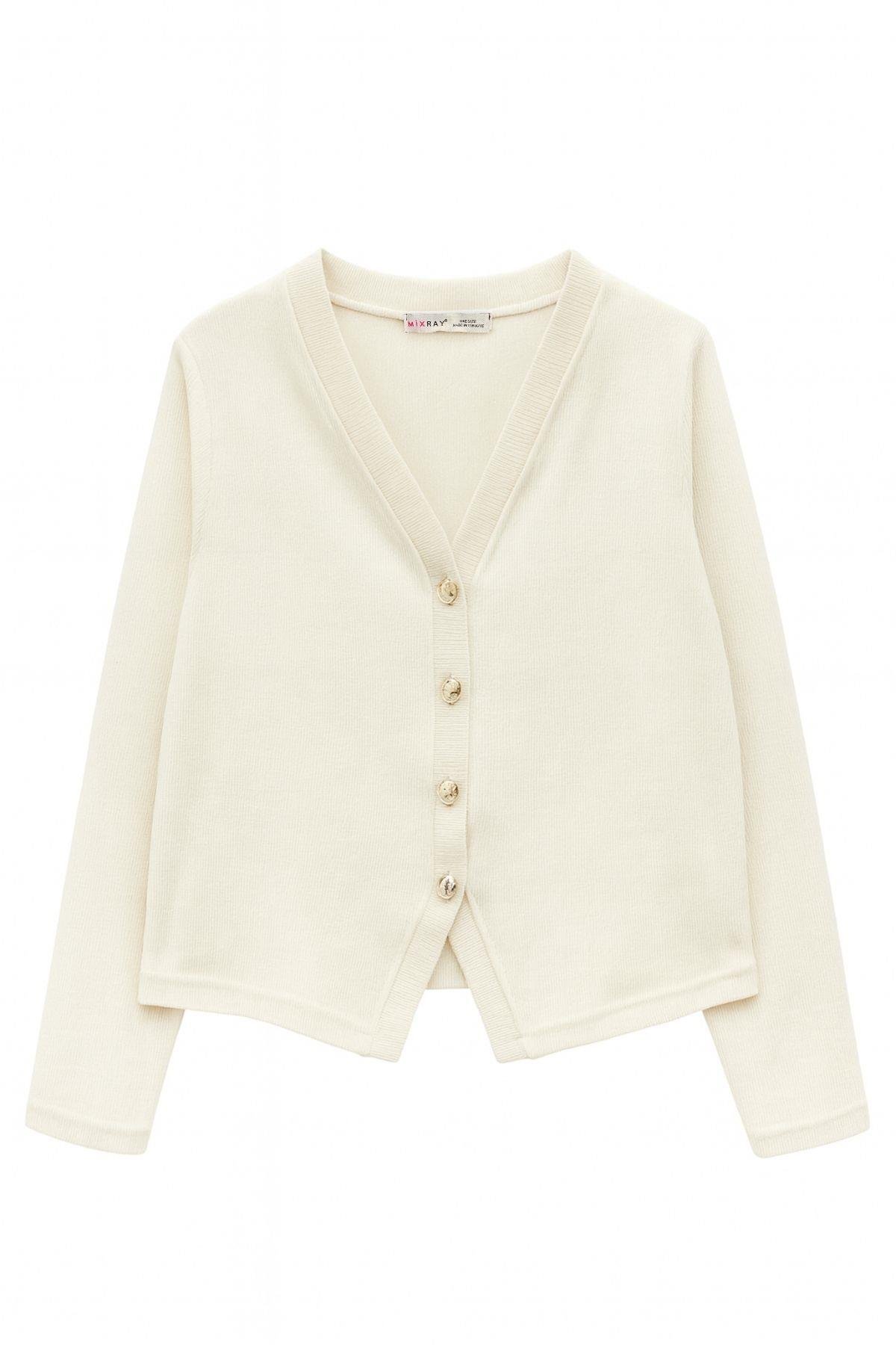 4770 Kadın  Yumuşak Dokulu Düğmeli Hırka Taş