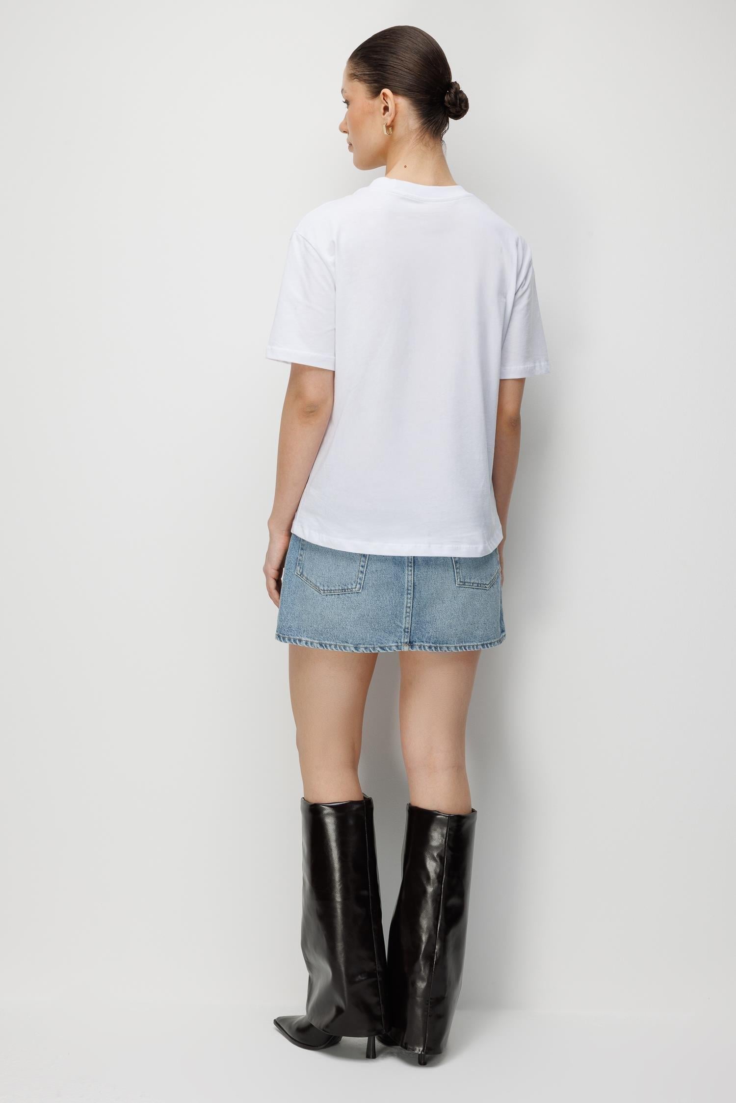 48511 Kadın Oversize Basic %100 Pamuk 2 li T-Shirt Beyaz Siyah
