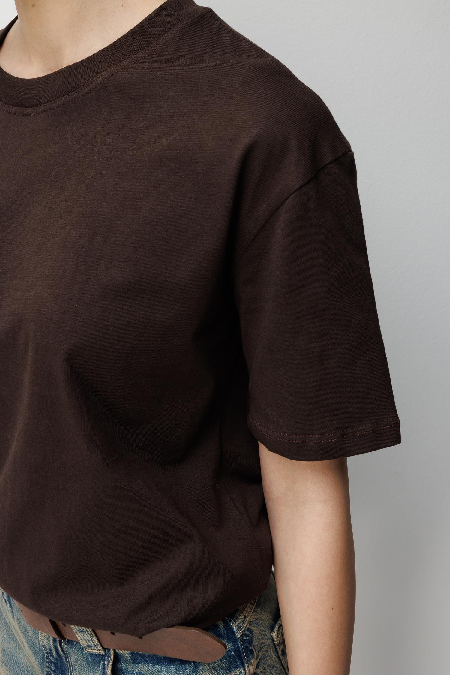 48511 Kadın Oversize Basic %100 Pamuk 2 li T-Shirt Siyah Kahve