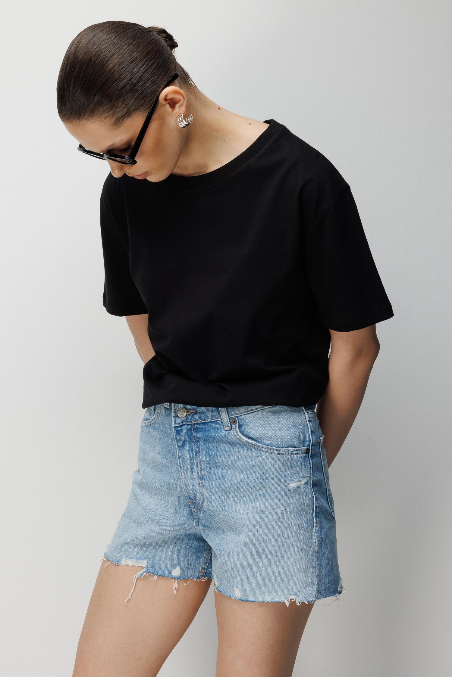48511 Kadın Oversize Basic %100 Pamuk 2 li T-Shirt Beyaz Siyah