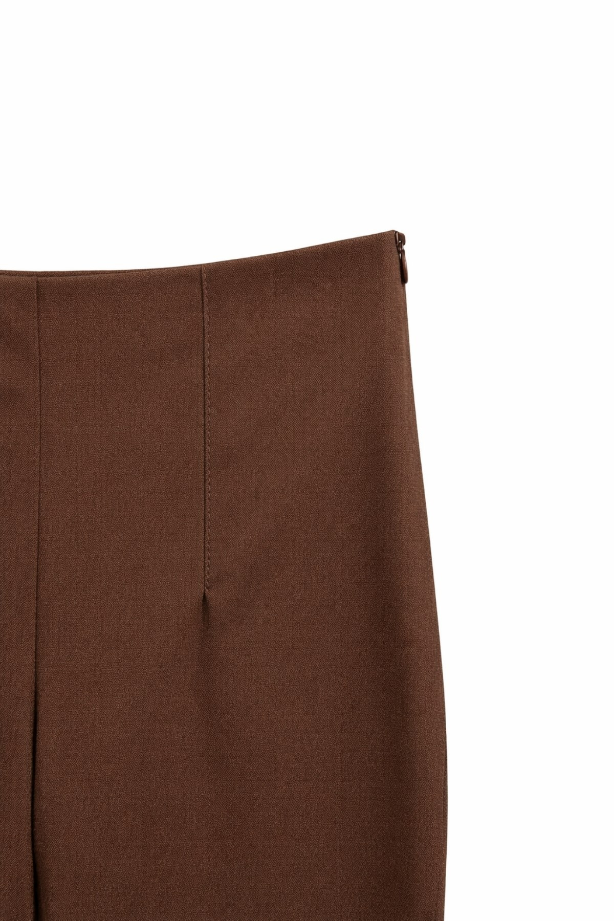 4862 Kadın Yırtmaçlı Yüksek Bel Çan Paça Pantolon Kahve