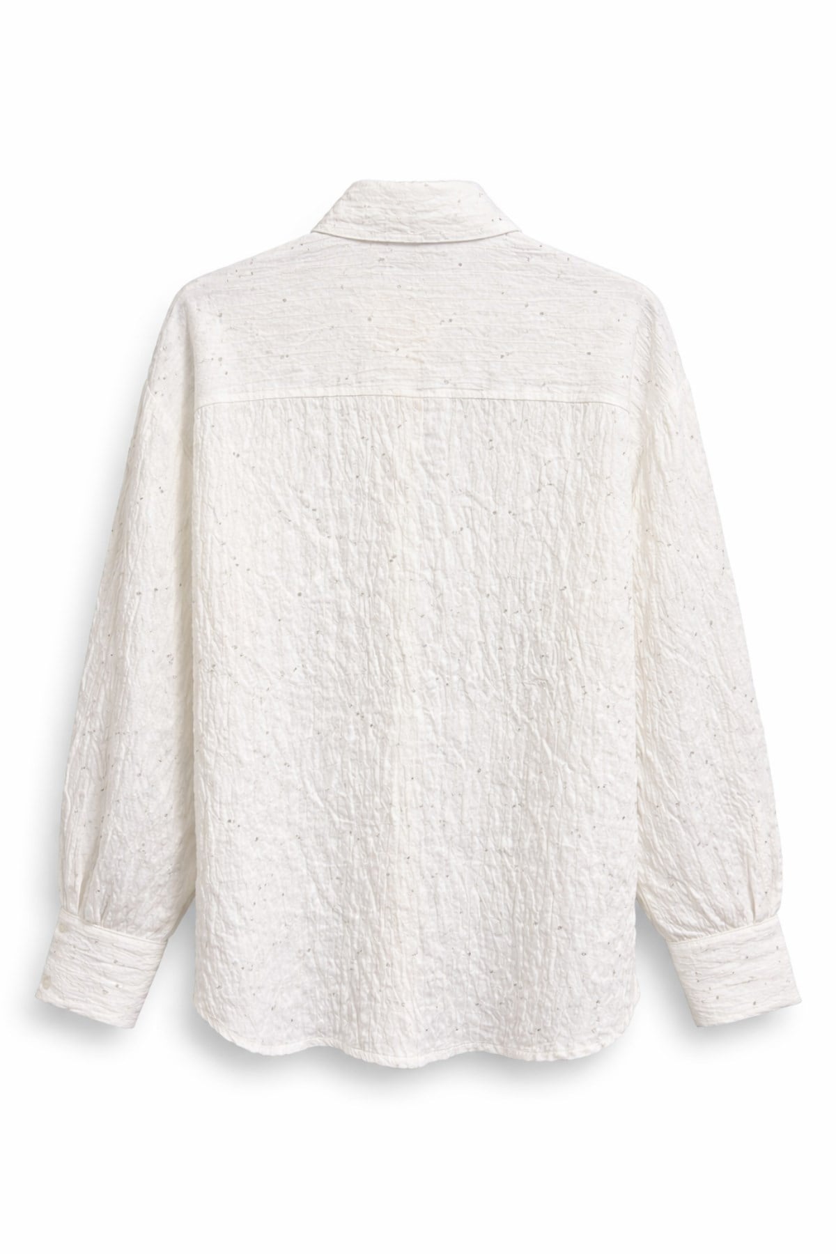 4867 Kadın Çizgili Detaylı Pullu Gömlek Ekru