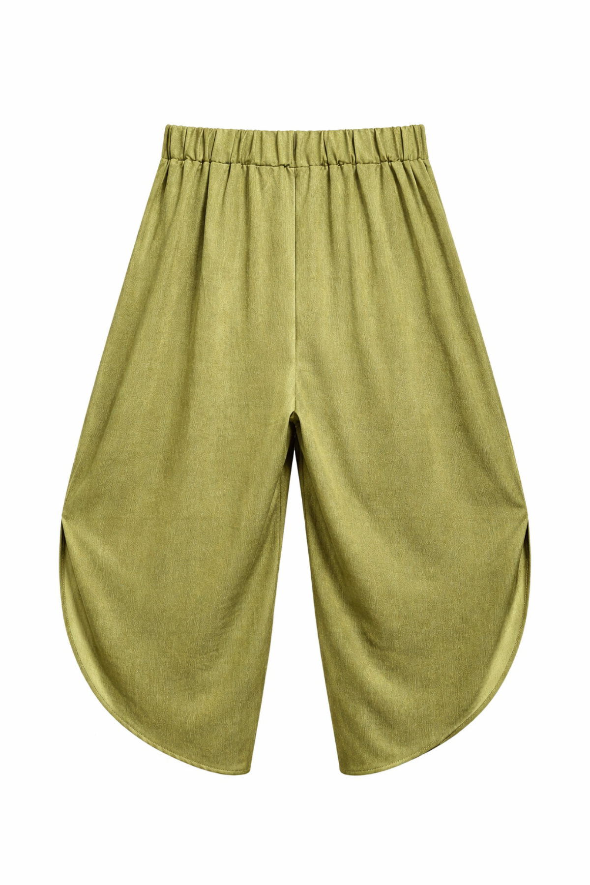 4897 Kadın Yırtmaçlı Pileli Asimetrik Dökümlü Pantolon Olive