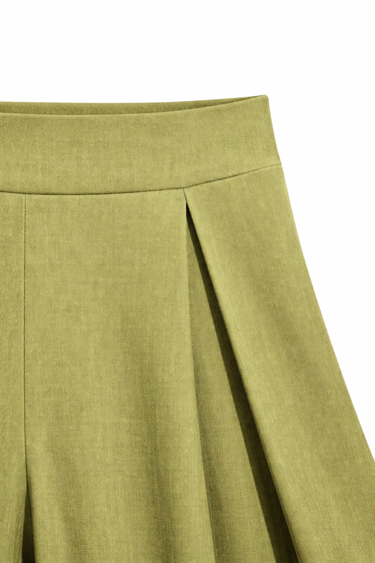 4897 Kadın Yırtmaçlı Pileli Asimetrik Dökümlü Pantolon Olive