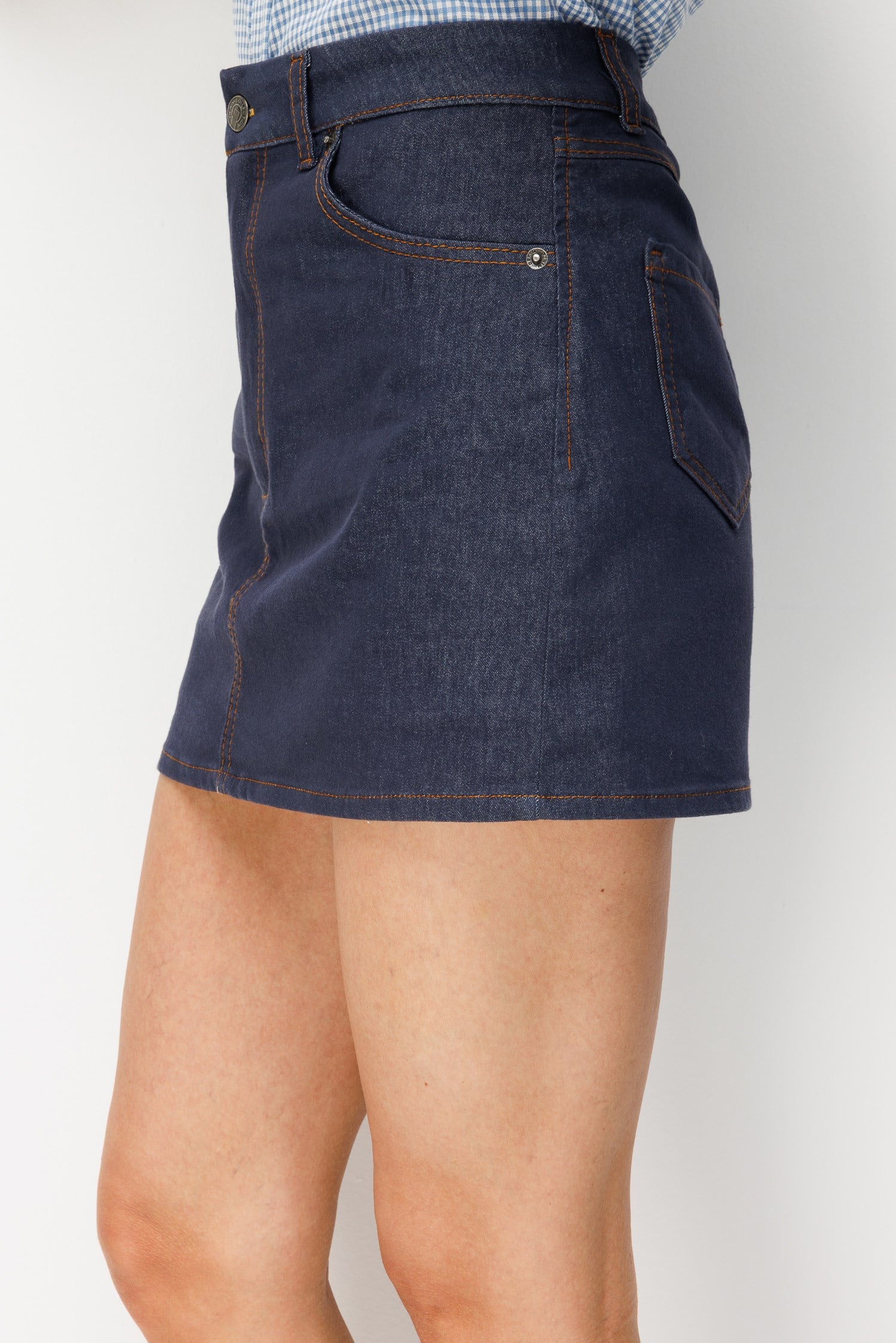 4914 Kadın İnce Yazlık Denim Mini Şort Etek Lacivert