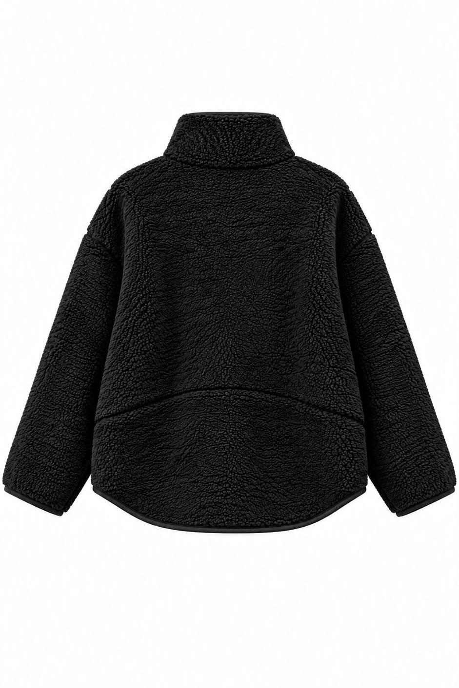 4984 Kadın Fermuarlı Önden Cepli Dik Yaka Polar Sweatshirt Siyah