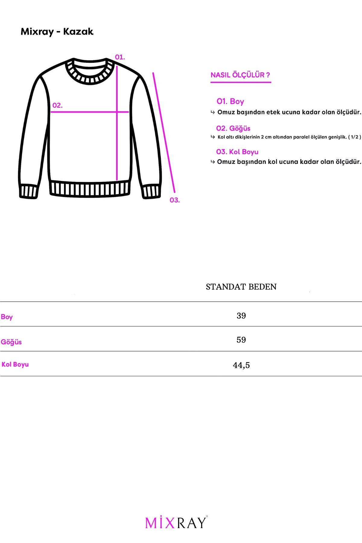 6752 Kadın Crop Fermuarlı Kazak Pembe