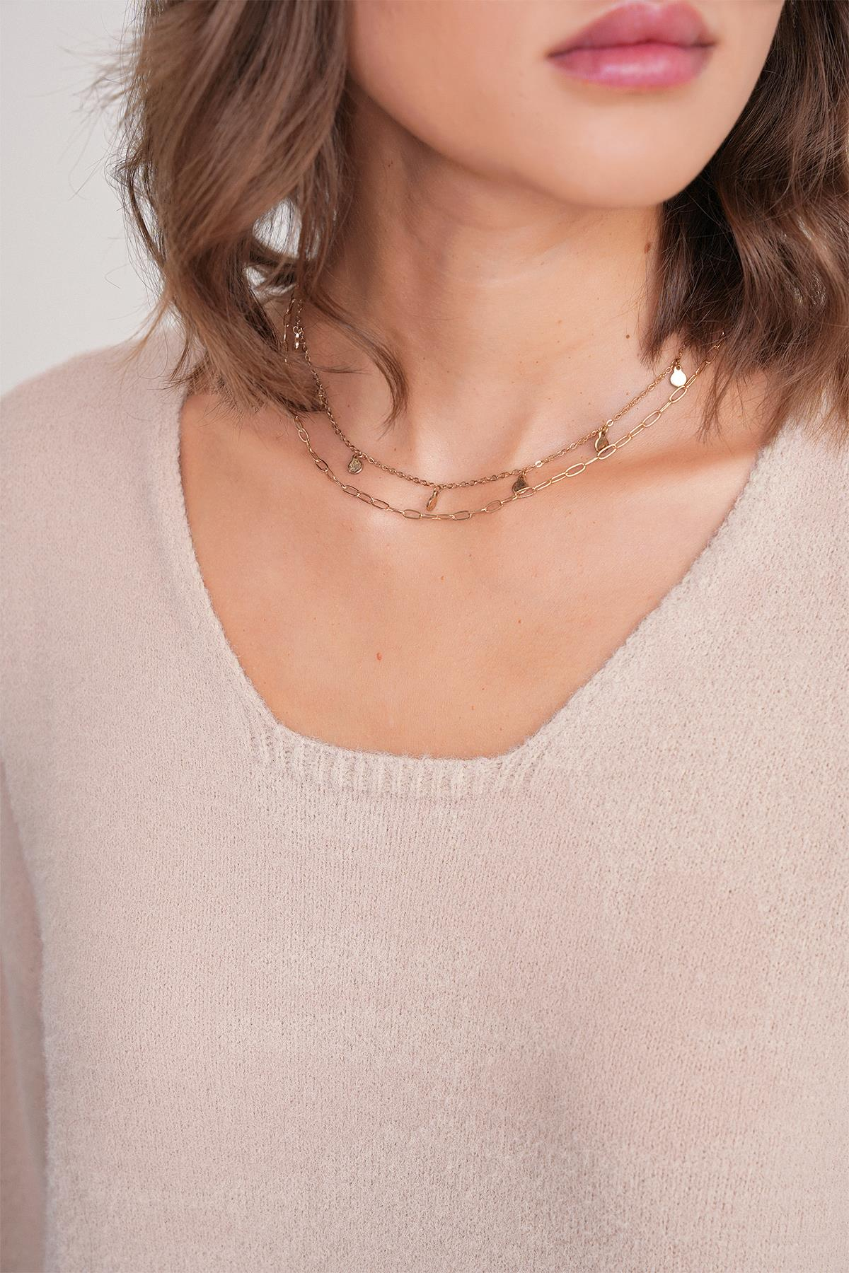 6901 Kadın Yumuşak Dokulu Basic Kazak Camel